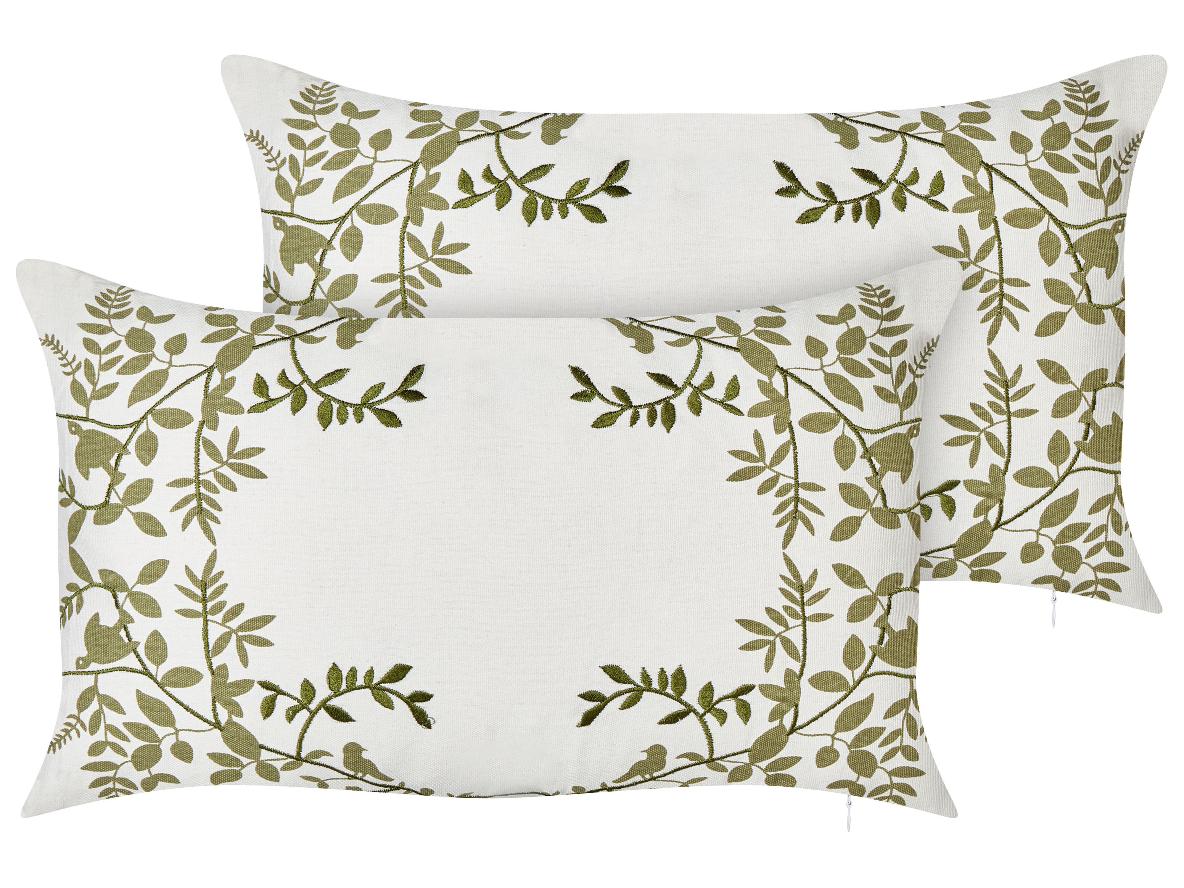 Set of 2 Decorative Cushions ZALEYA Cotton 30 x 50 cm White Floral Pattern