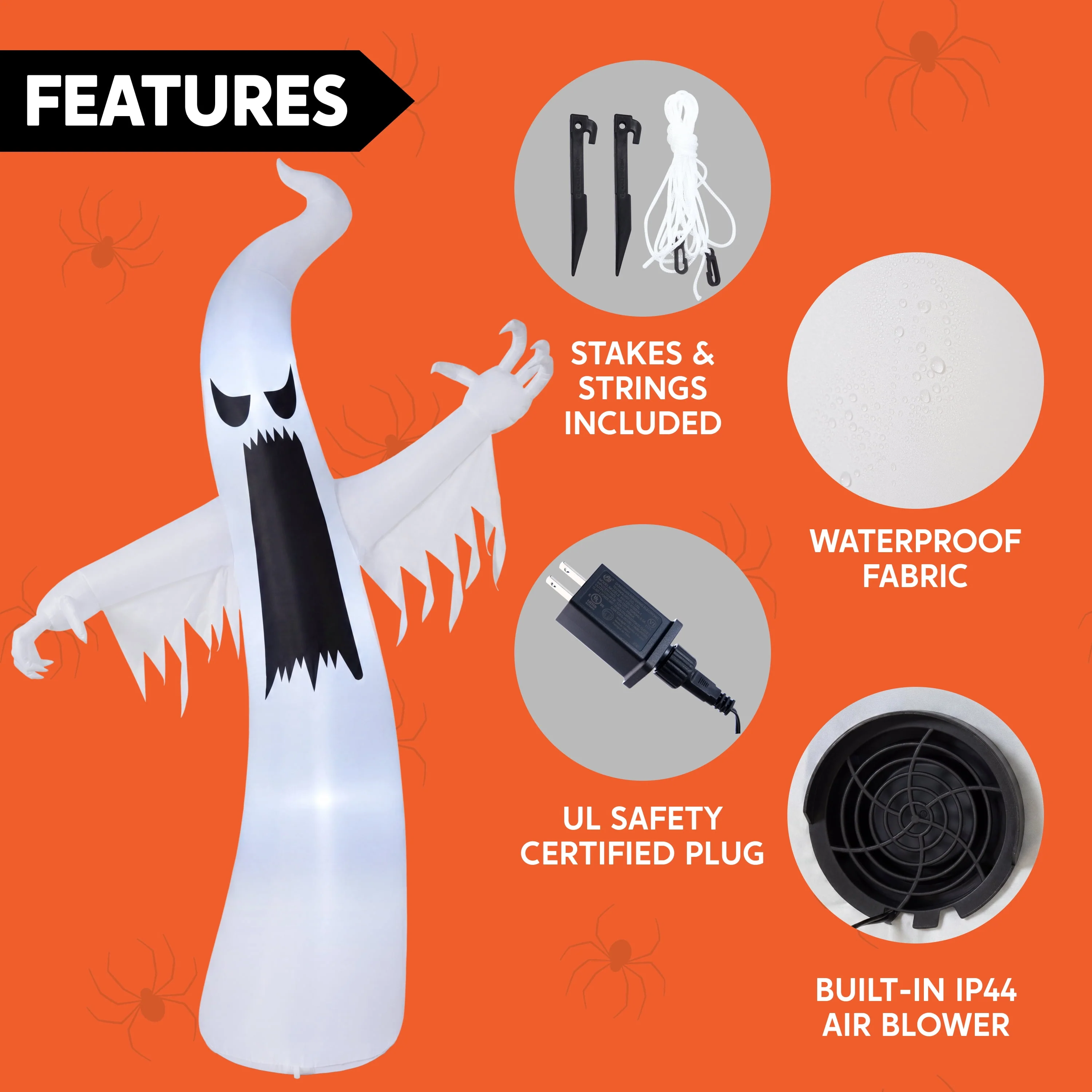 Joyfy 12ft Halloween Ghost Inflatable, Giant Ghosts inflatables with Build-in LEDs Outdoor Decorations, Blow Ups Halloween Yard Inflatables - Image 6 Joyfy 12ft Halloween Ghost Inflatable, Giant Ghosts inflatables with Build-in LEDs Outdoor Decorations, Blow Ups Halloween Yard Inflatables - Image 6