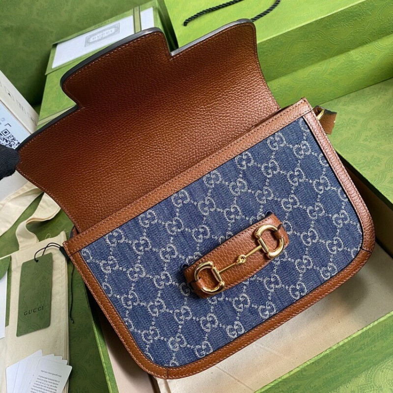 Replica Gucci Horsebit 1955 Small Bag 602204 In Blue Denim1:1High-quality replica