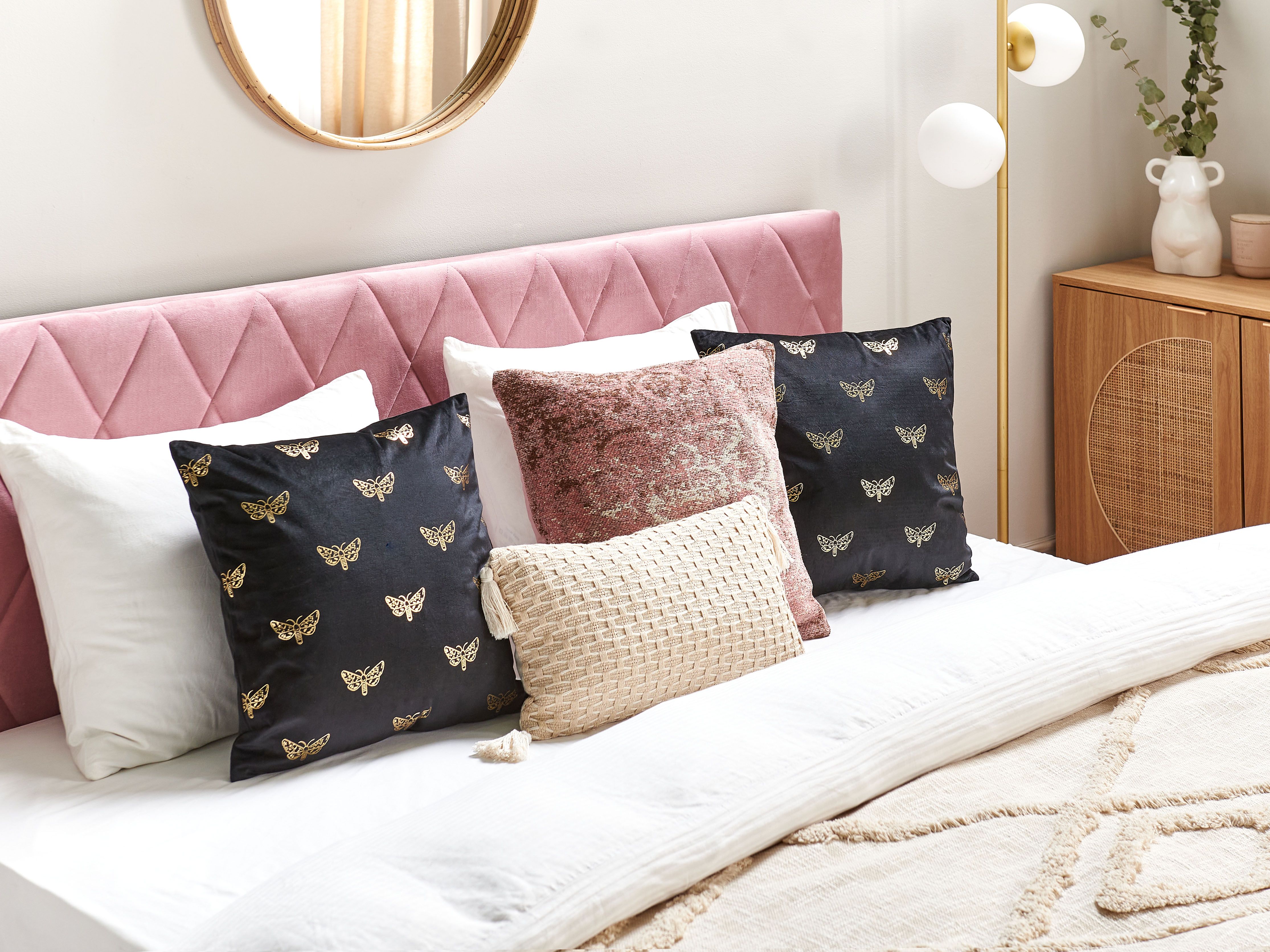 Set of 2 Decorative Cushions YUZURI Velvet 45 x 45 cm Black Animal Pattern
