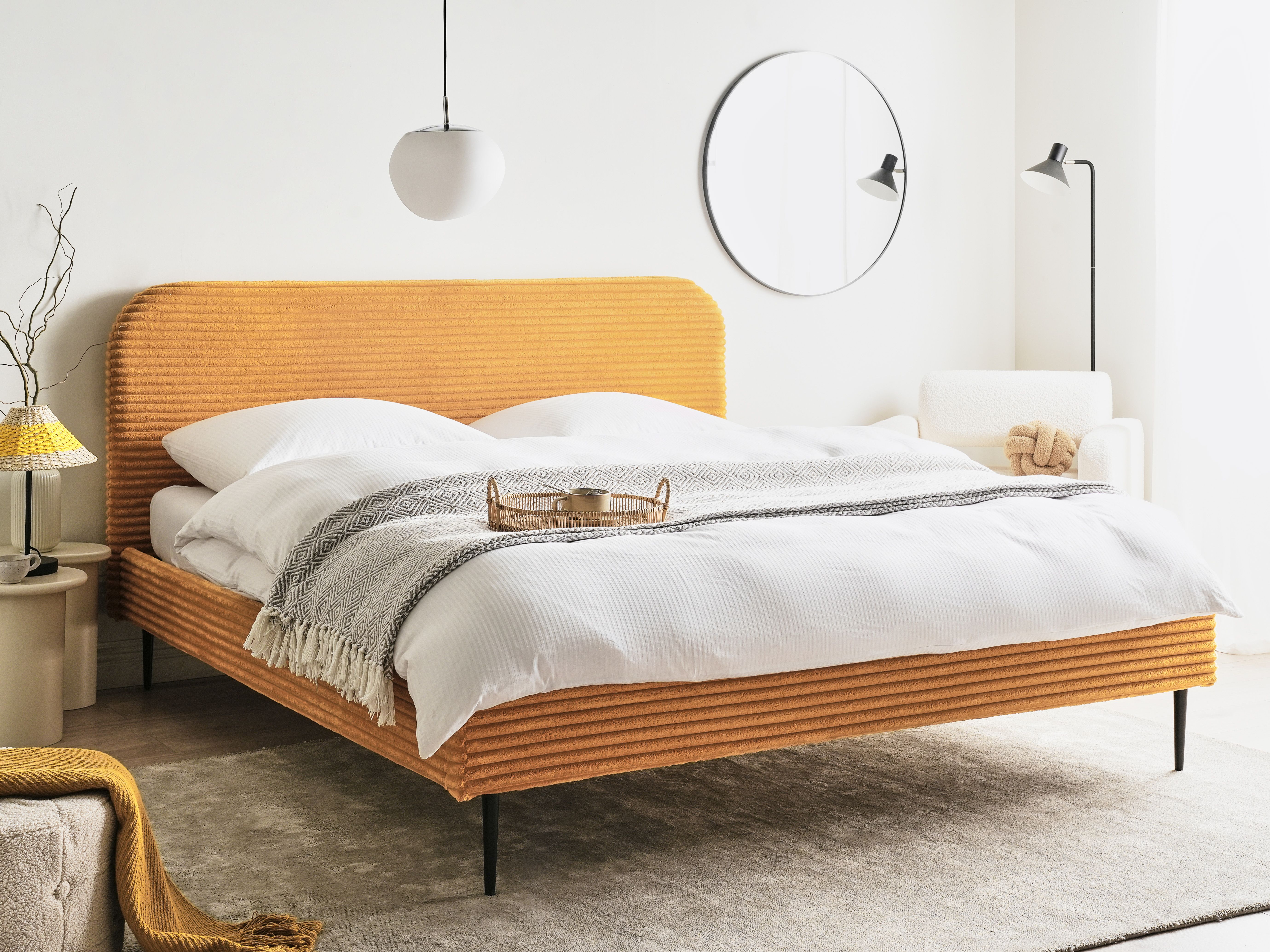Bed Corduroy FLAYAT 180 x 200 cm (EU Super King) Orange