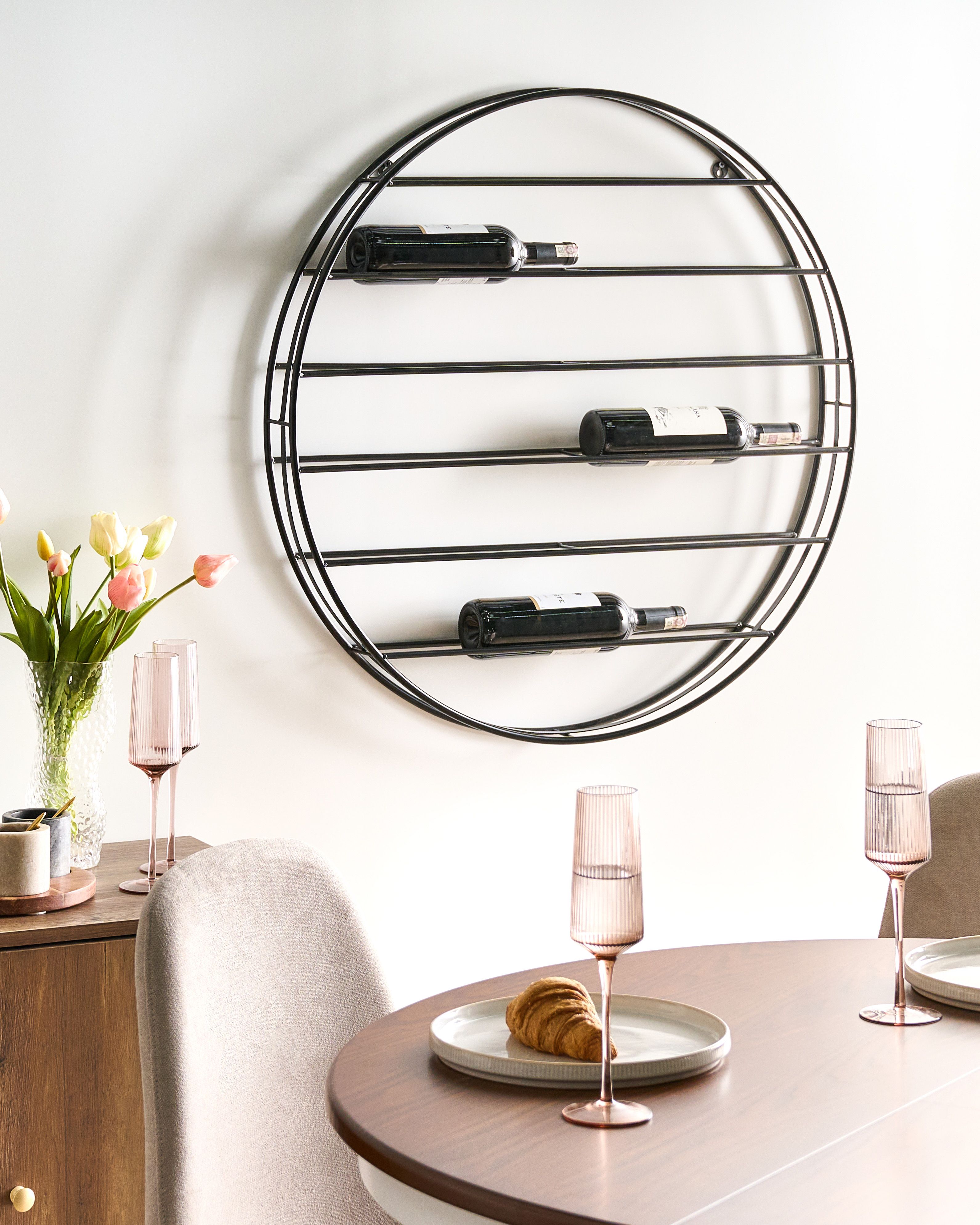 Wall Mounted Wine Rack ANNACOTTY Metal Black