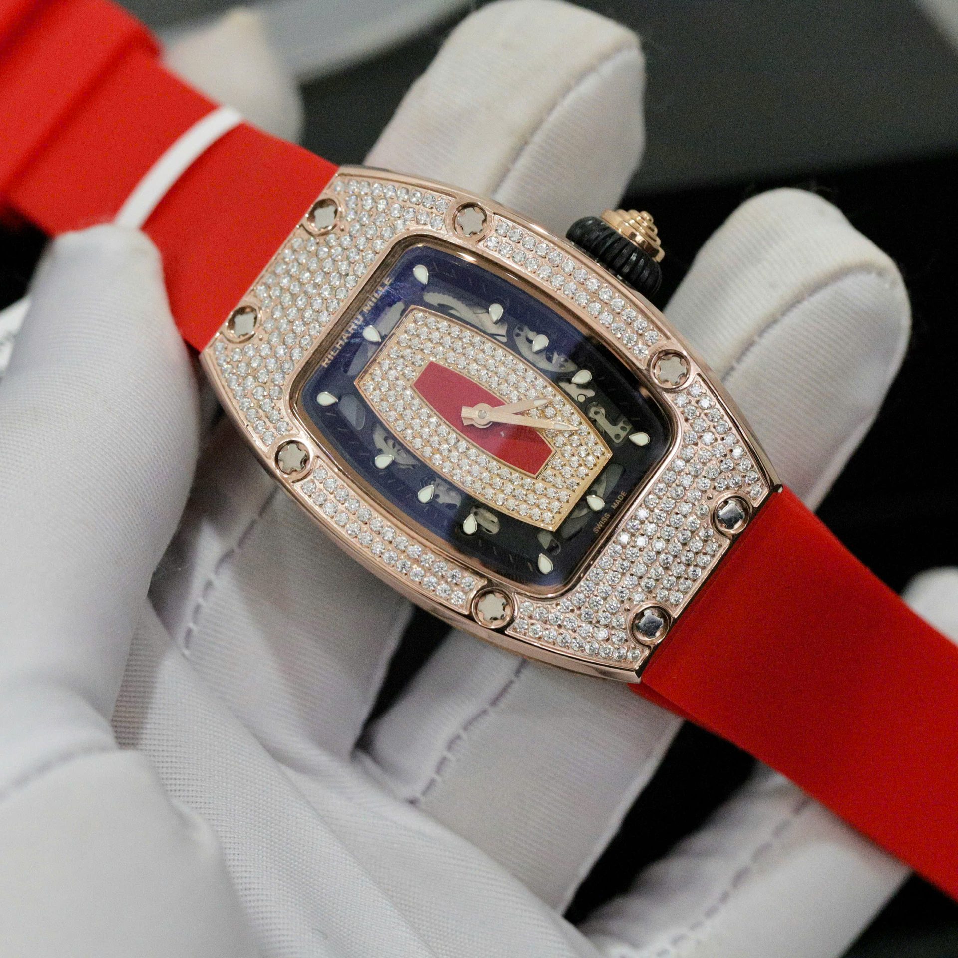 Richard Mille RM007 Replica Watch Custom Moissanite Diamonds Red 36mm - Top club
