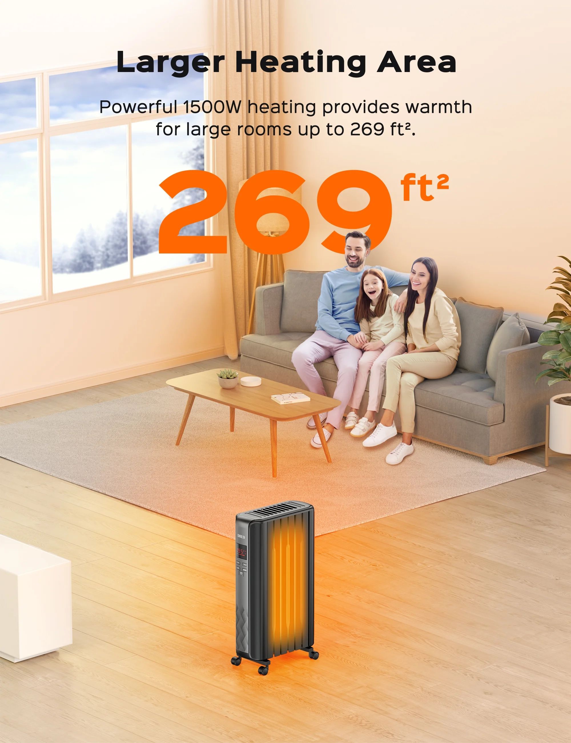 Dreo Oil Filled Radiator, Electric Radiant Heaters for indoor use Large Room with Remote Control, Child Lock, 4 Modes, Overheat & Tip-Over Protection, 24h Timer, Digital Thermostat, Quiet, 1500W - Image 13