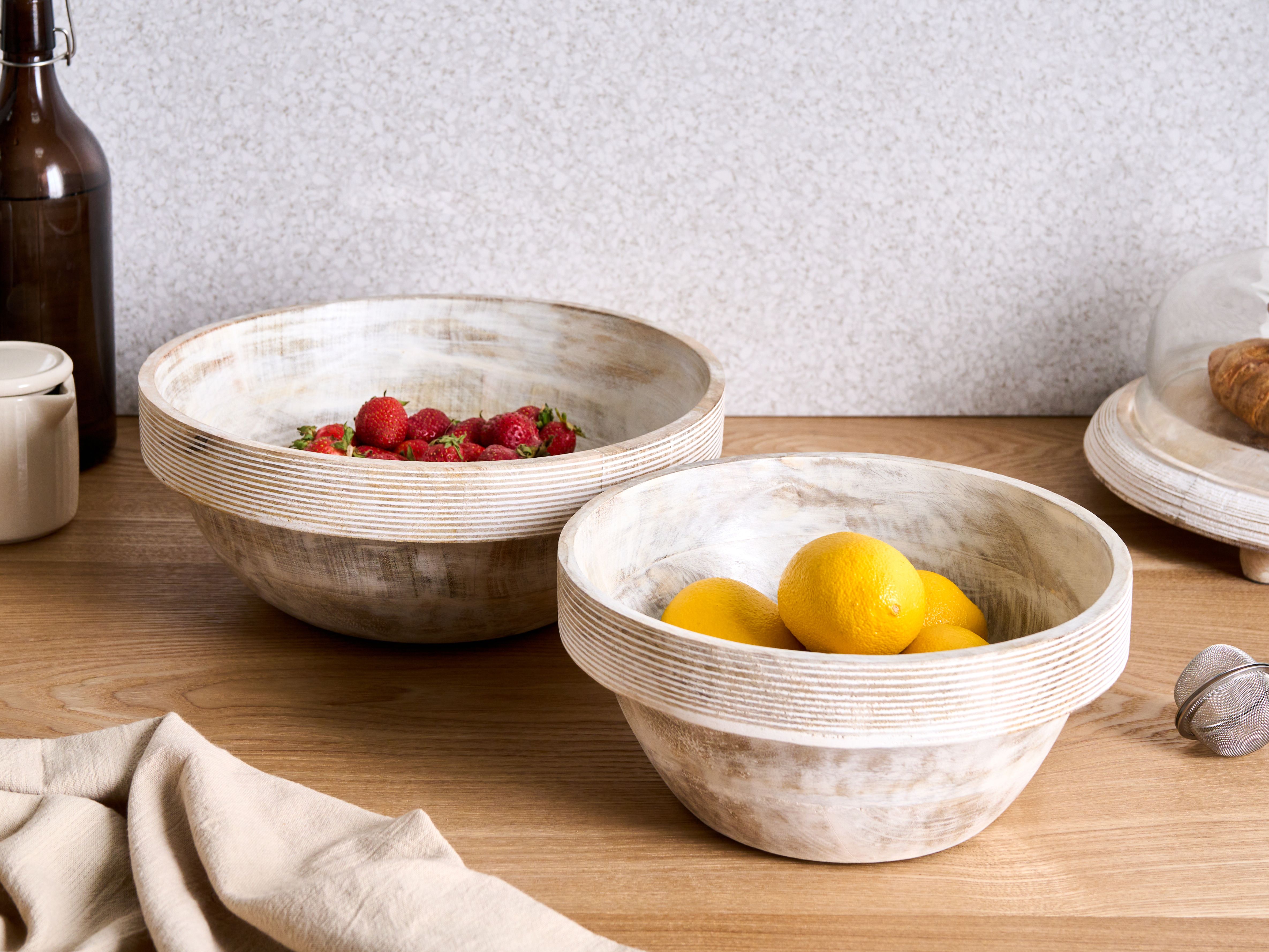 Set of 2 Bowls MINYA Mango Wood Light Brown