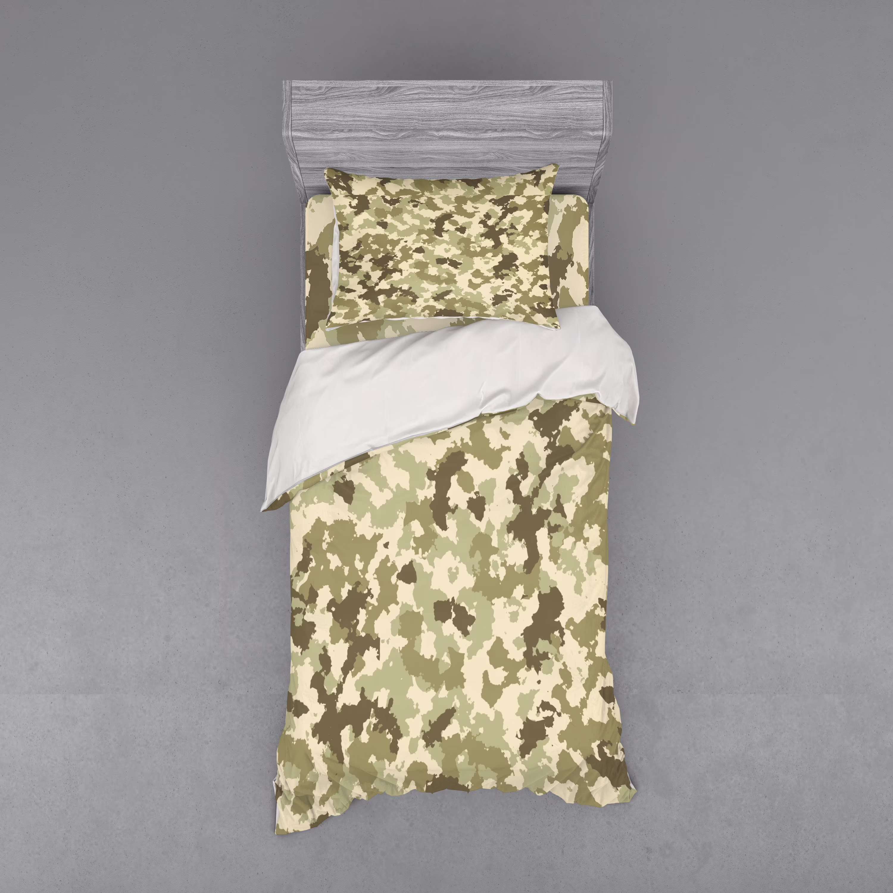 Ambesonne Retro Bedding Set 3 Pcs, Camouflage Survival Theme, Twin, Pale Green Army Green