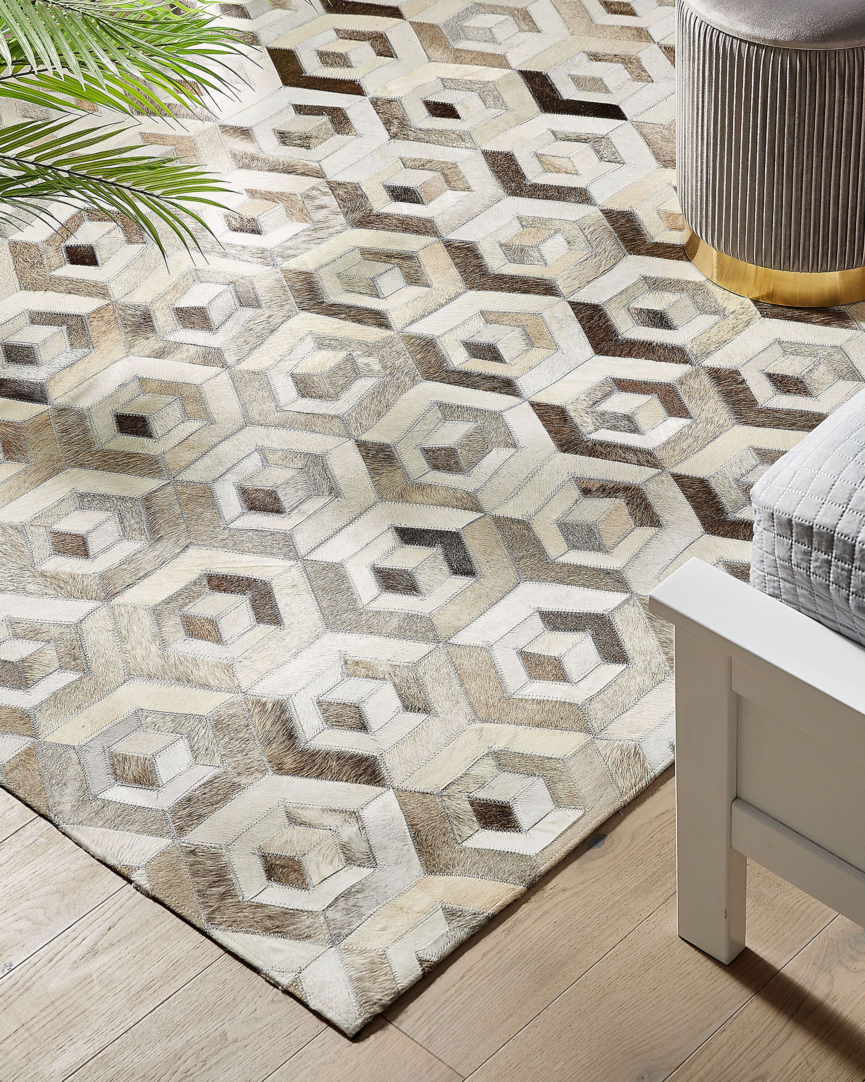 Rug TAVAK Beige 160 x 230 cm Leather