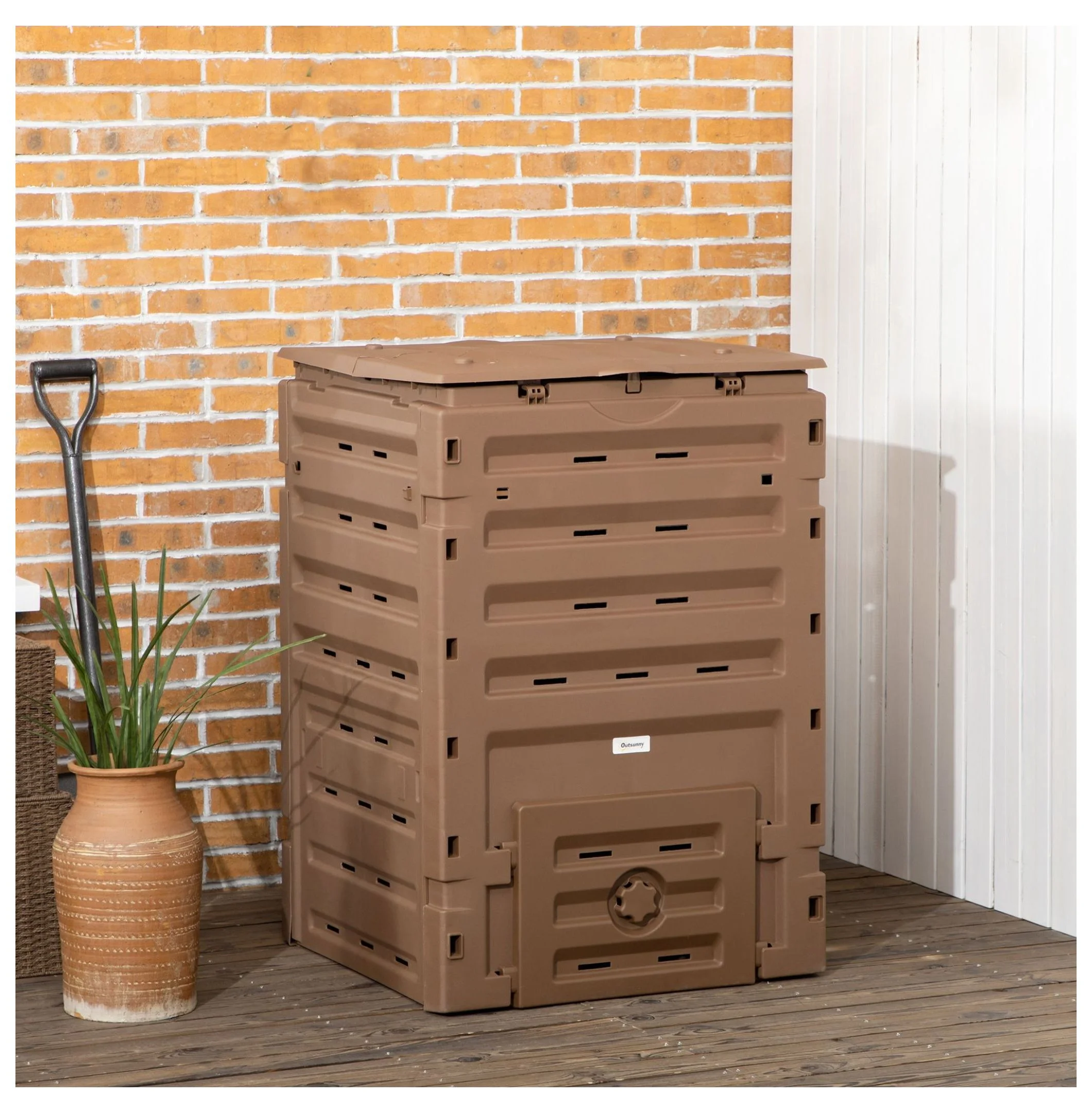 120 Gallon Compost Bin - Outdoor Tumbler with Vents & Sliding Doors