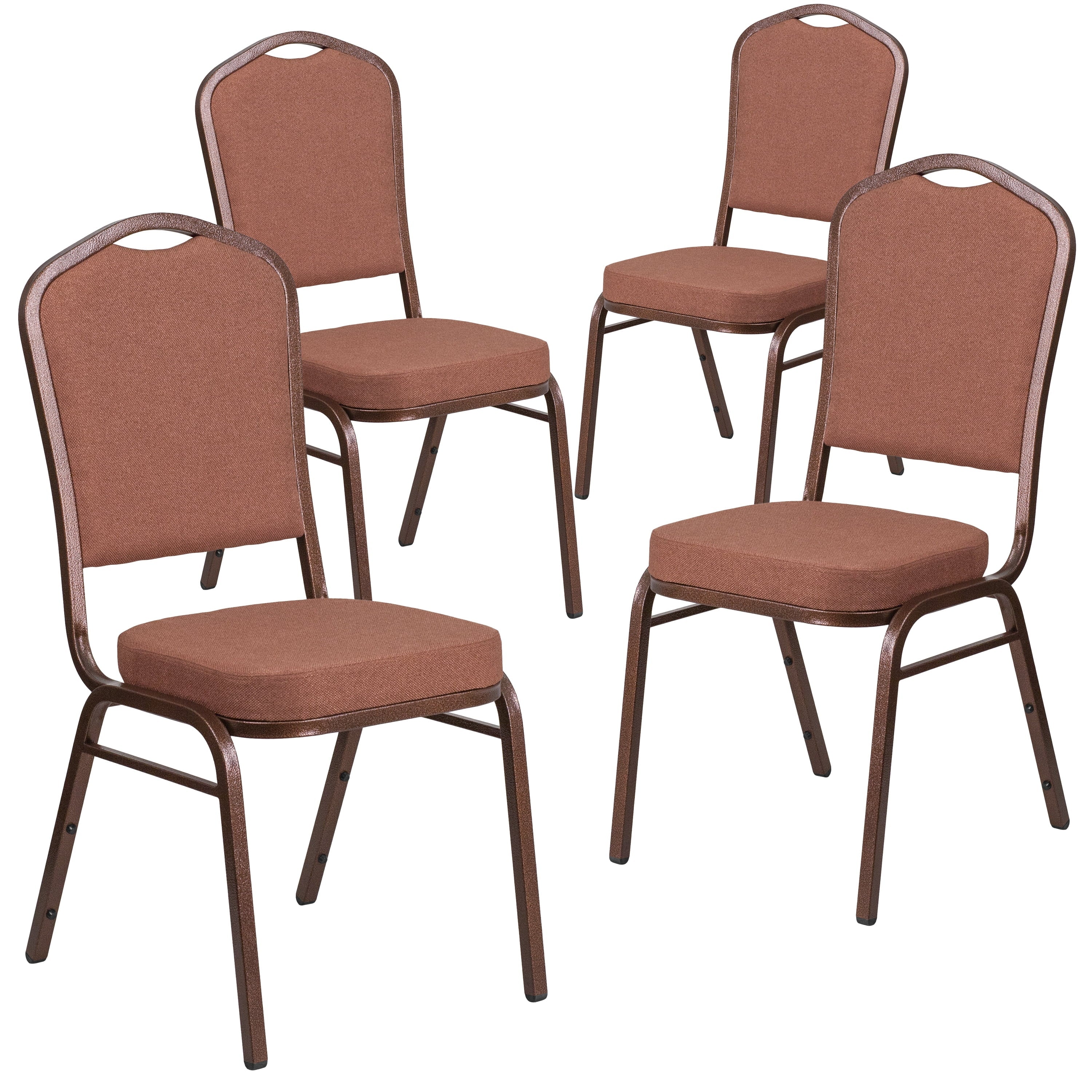 Flash Furniture 4 Pack HERCULES Series Crown Back Stacking Banquet Chair in Black Patterned Fabric - Gold Vein Frame - Image 15