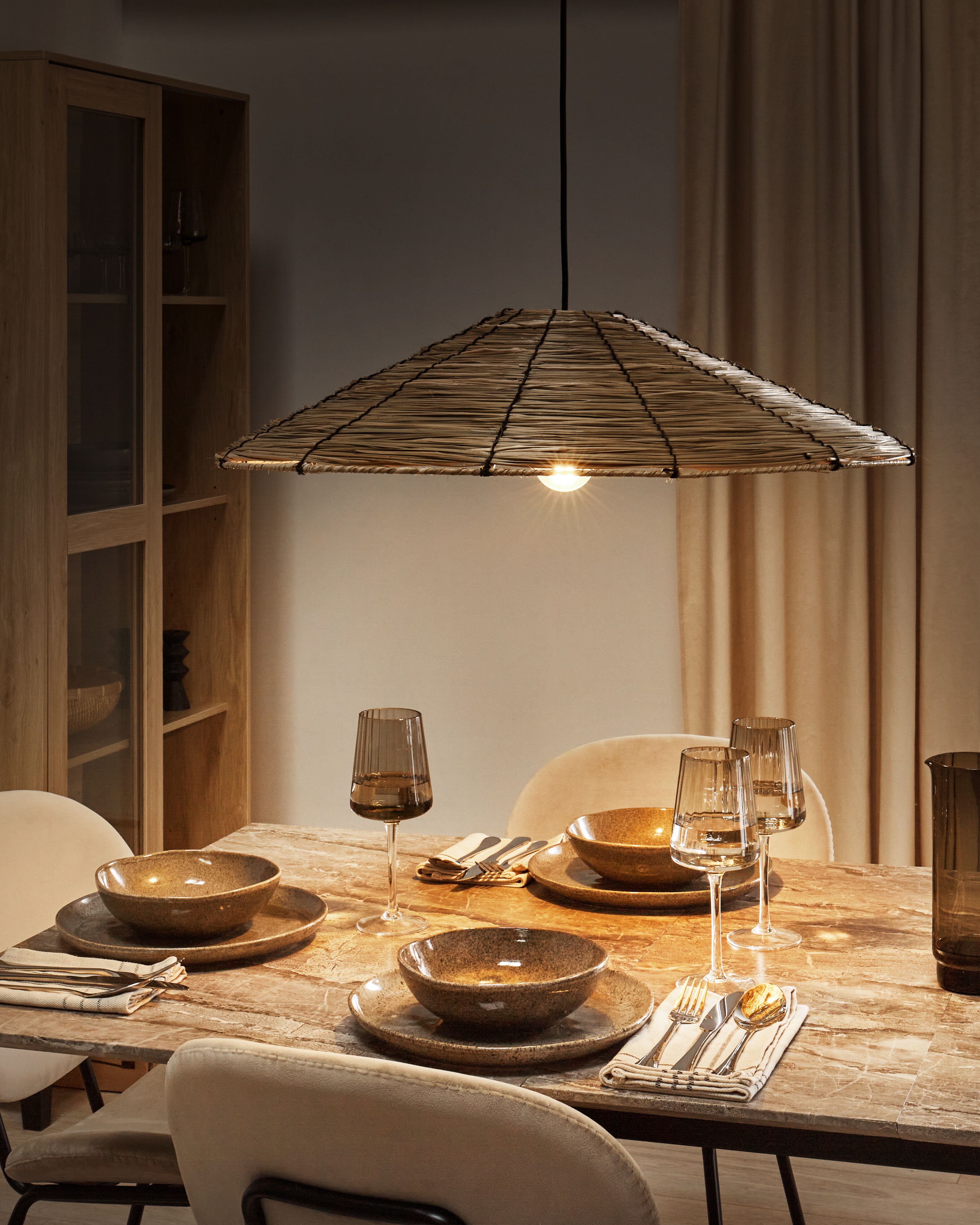 Pendant Lamp LUAGAN Wicker Natural