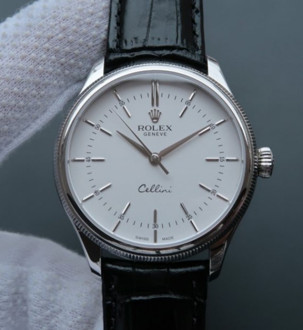 Replica Rolex MK Cellini Time 50509 SS White Dial Leather Strap - Top club