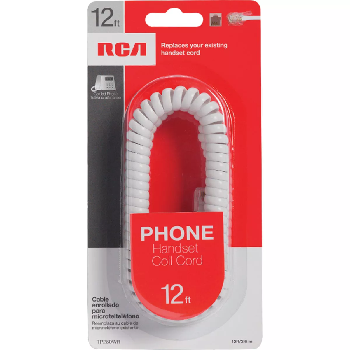 RCA 12 Ft. White Phone Cord