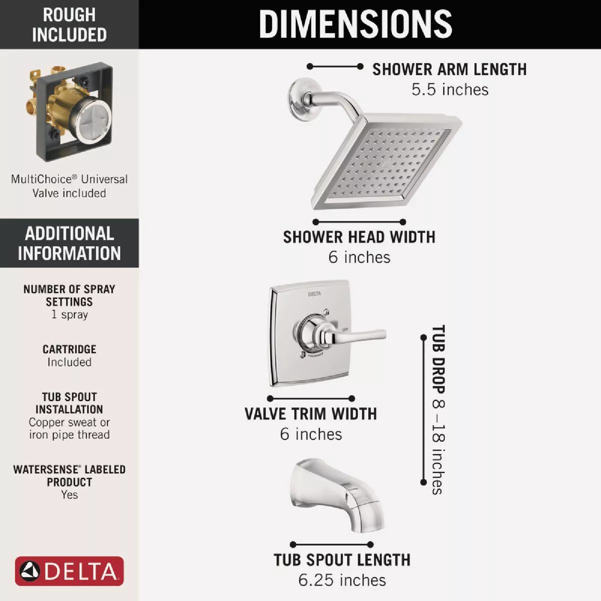 Delta Geist Chrome Single-Handle Tub and Shower Faucet