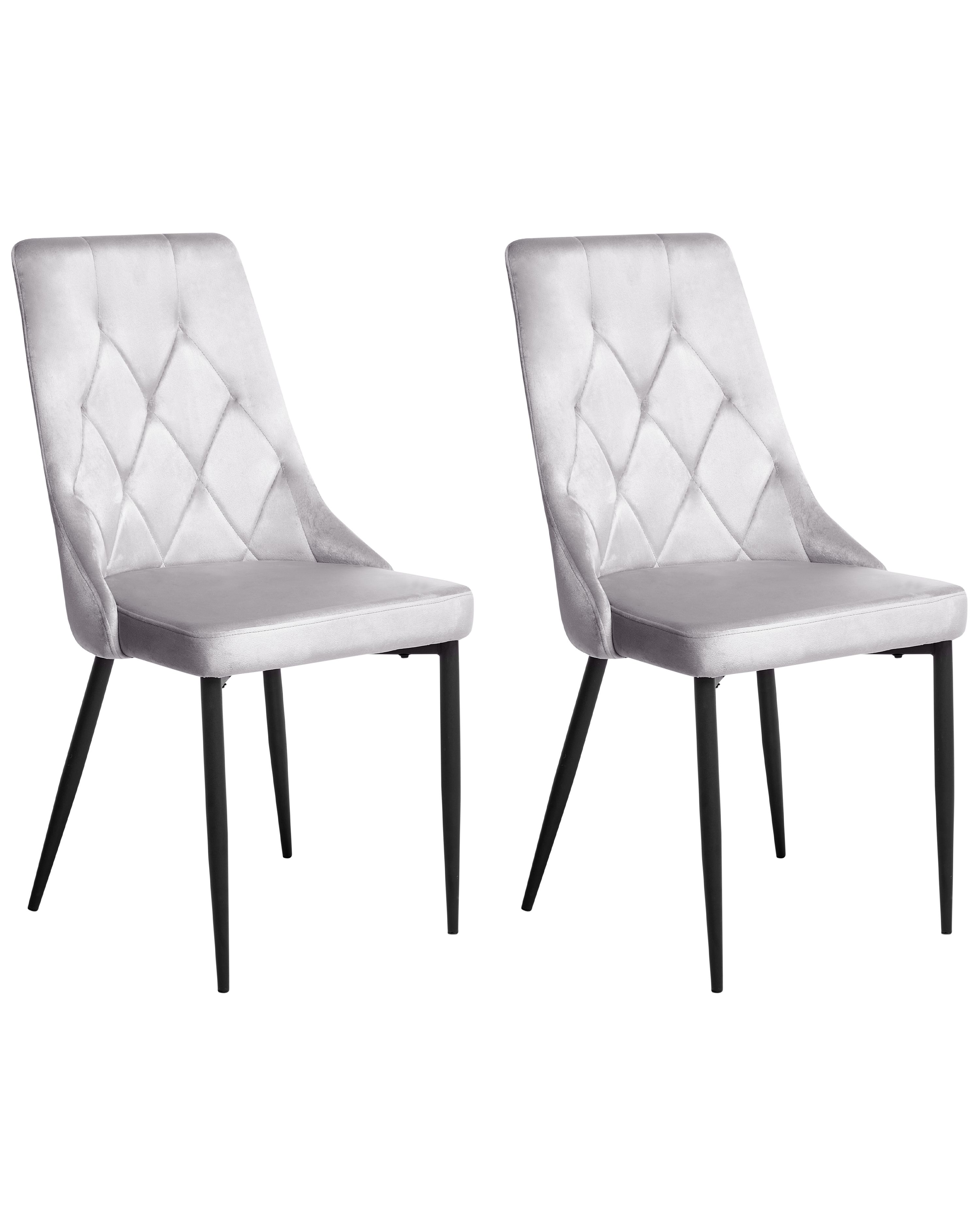 Set of 2 Dining Chairs AVENIR Velvet Light Grey