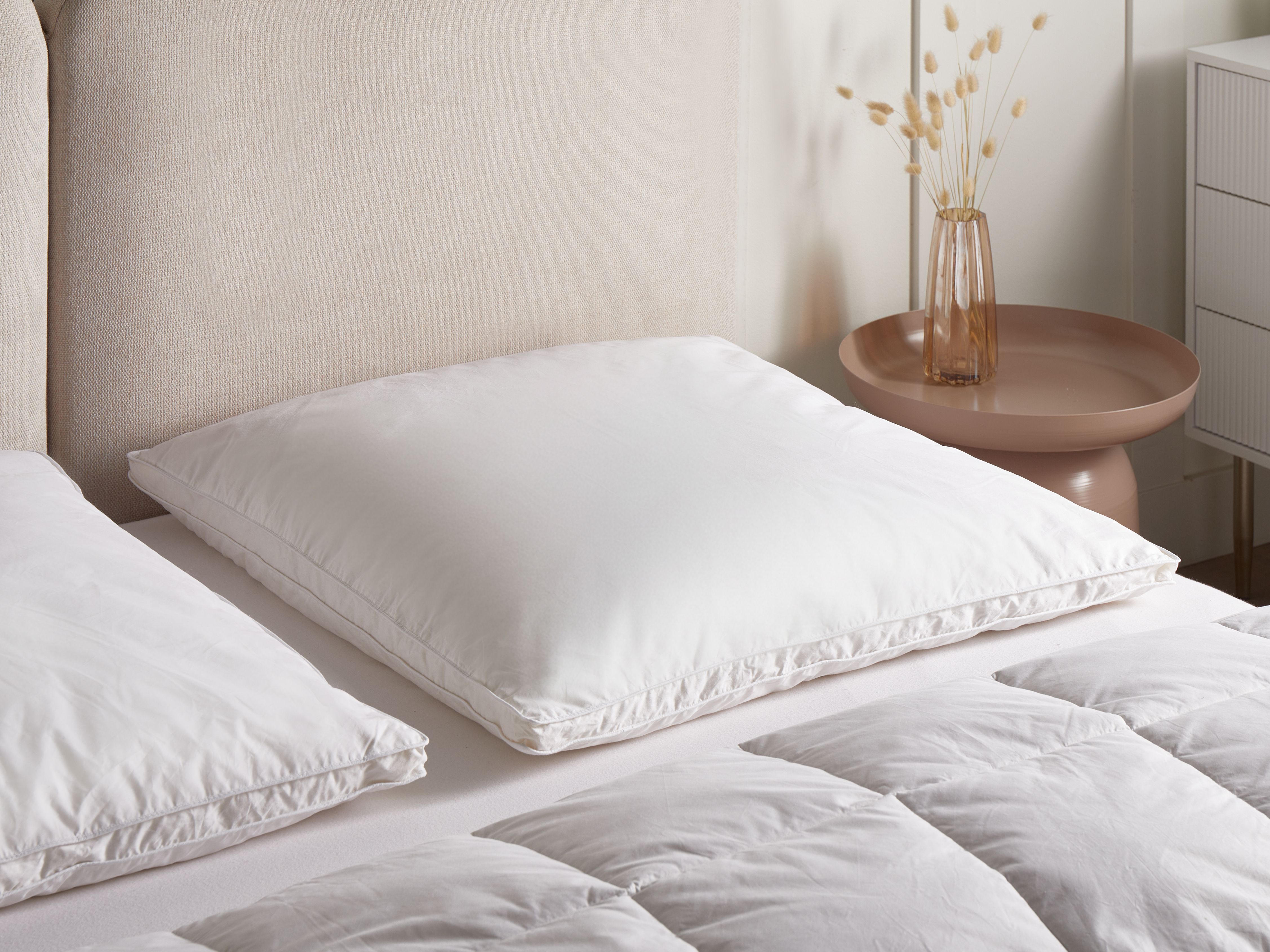 Set of 2 Pillows FELDBERG High Duck Feathers and Down 80 x 80 cm White