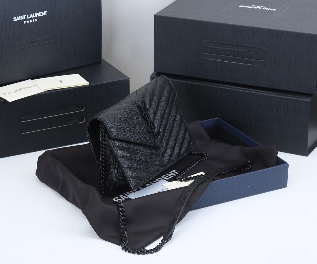 Replica Ysl Envelope Chain Wallet In Grain De Poudre Embossed Leather 18881:1High-quality replica