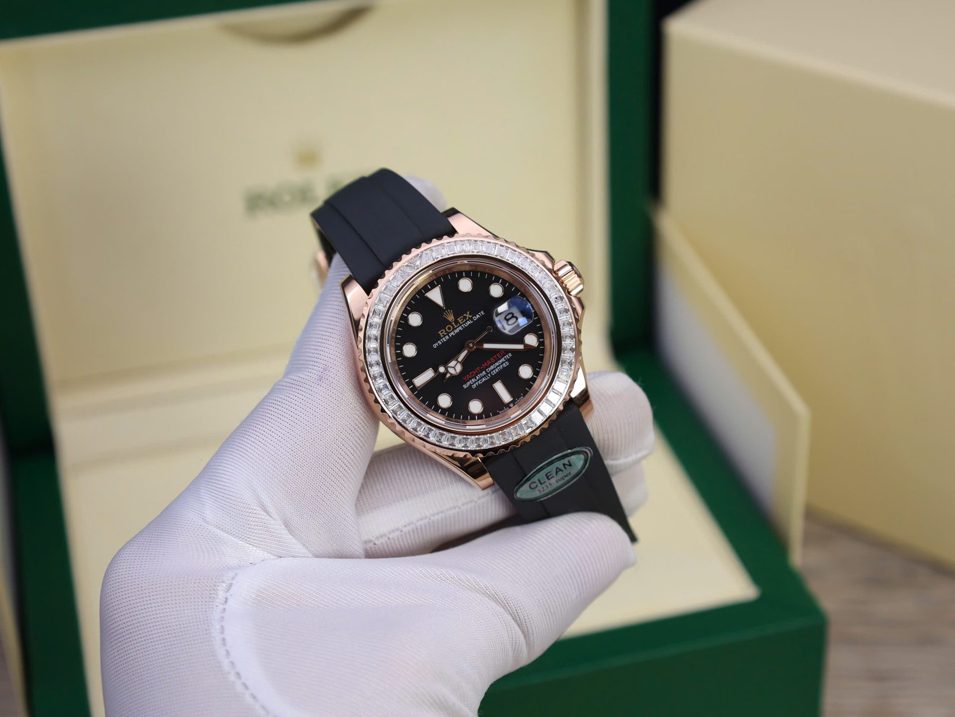 Rolex Yacht-Master Custom Gold Wrapped With Moissanite Baguette Diamond Hong Kong 40mm - Elite Watch Atelier