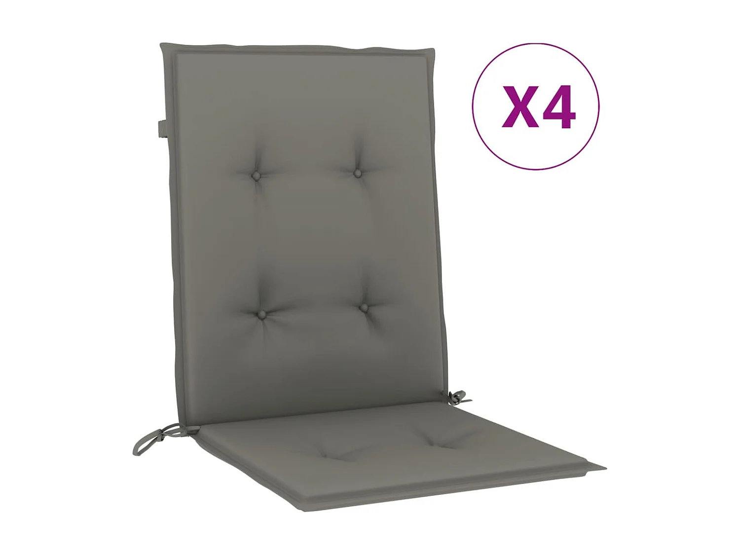 Coussins de chaise à dossier bas lot de 4 gris foncé mélangé