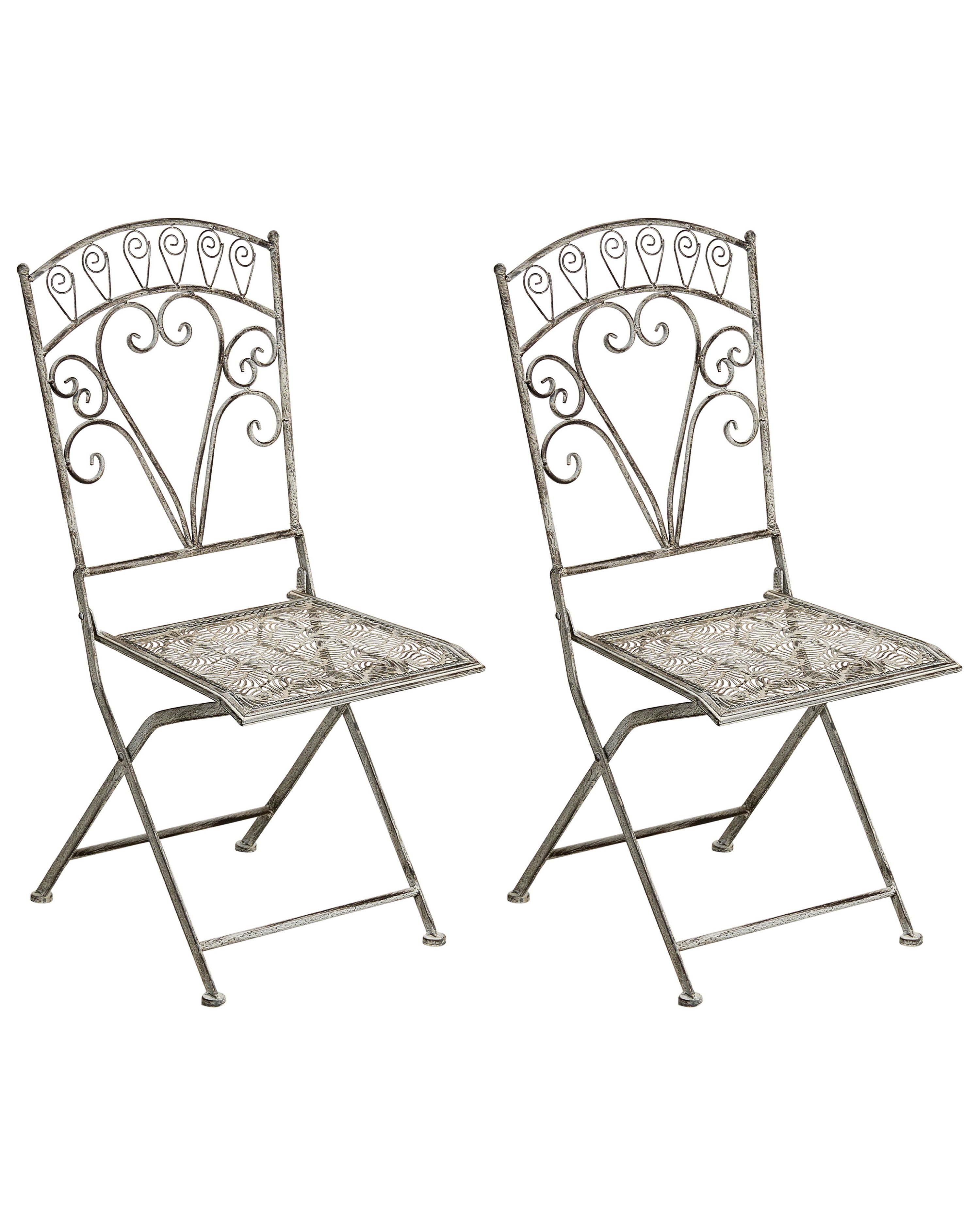 Set of 2 Garden Chairs NURRA Folding Metal Grey