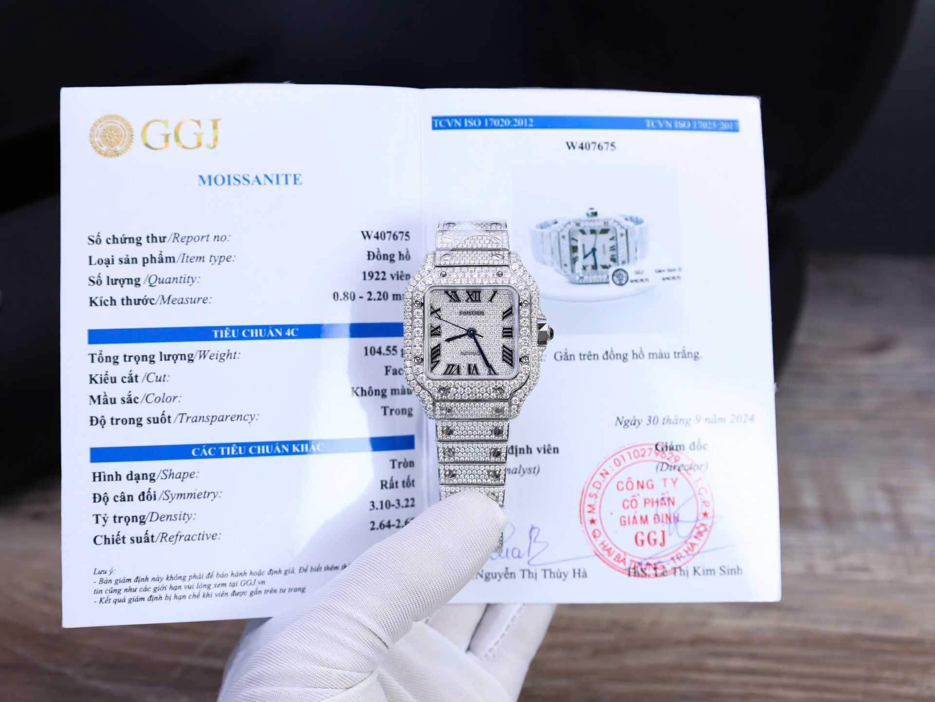 Cartier Santos Custom With Full Diamond Moissanite Hong Kong 35mm - Elite Watch Atelier