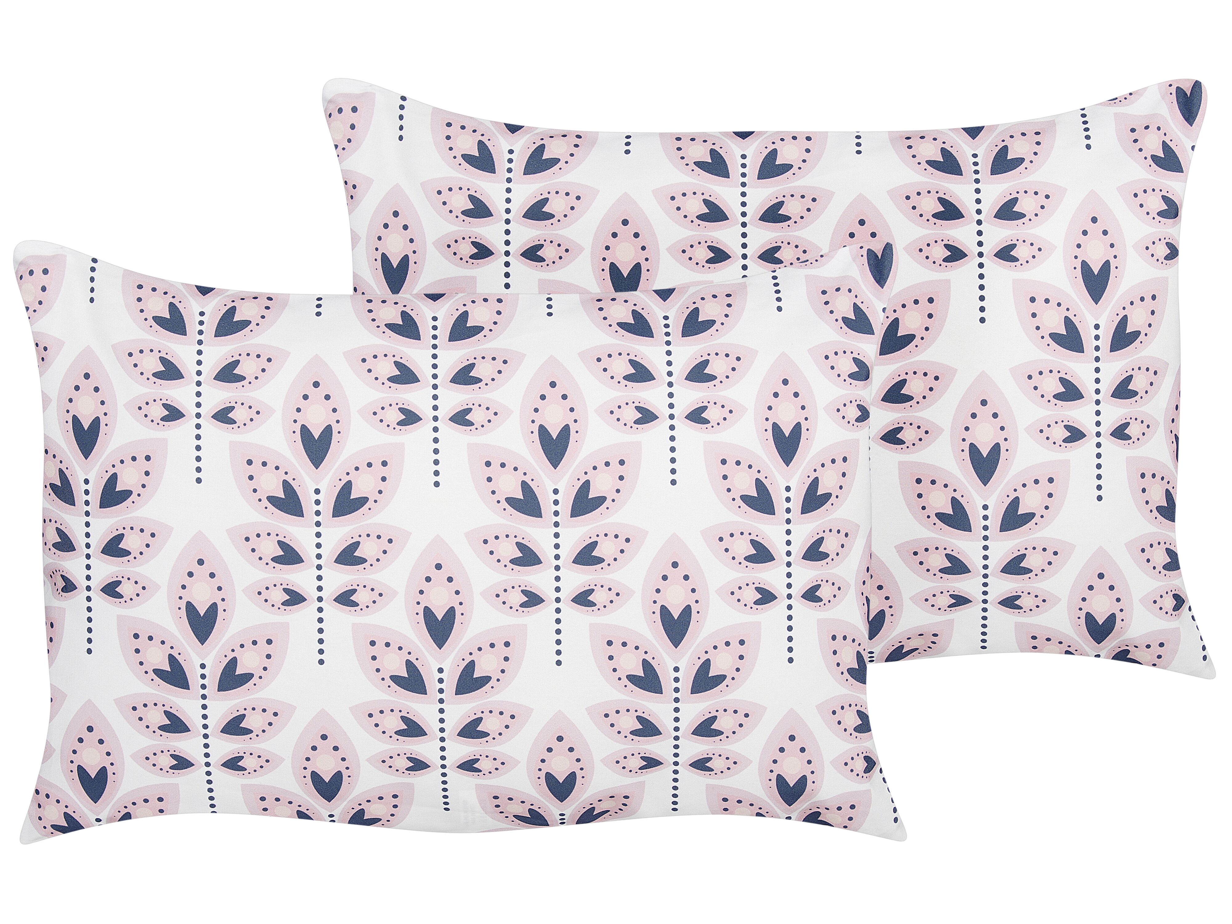 Set of 2 Outdoor Cushions TORRETTA Plant Pattern 40 x 60 cm Off-White