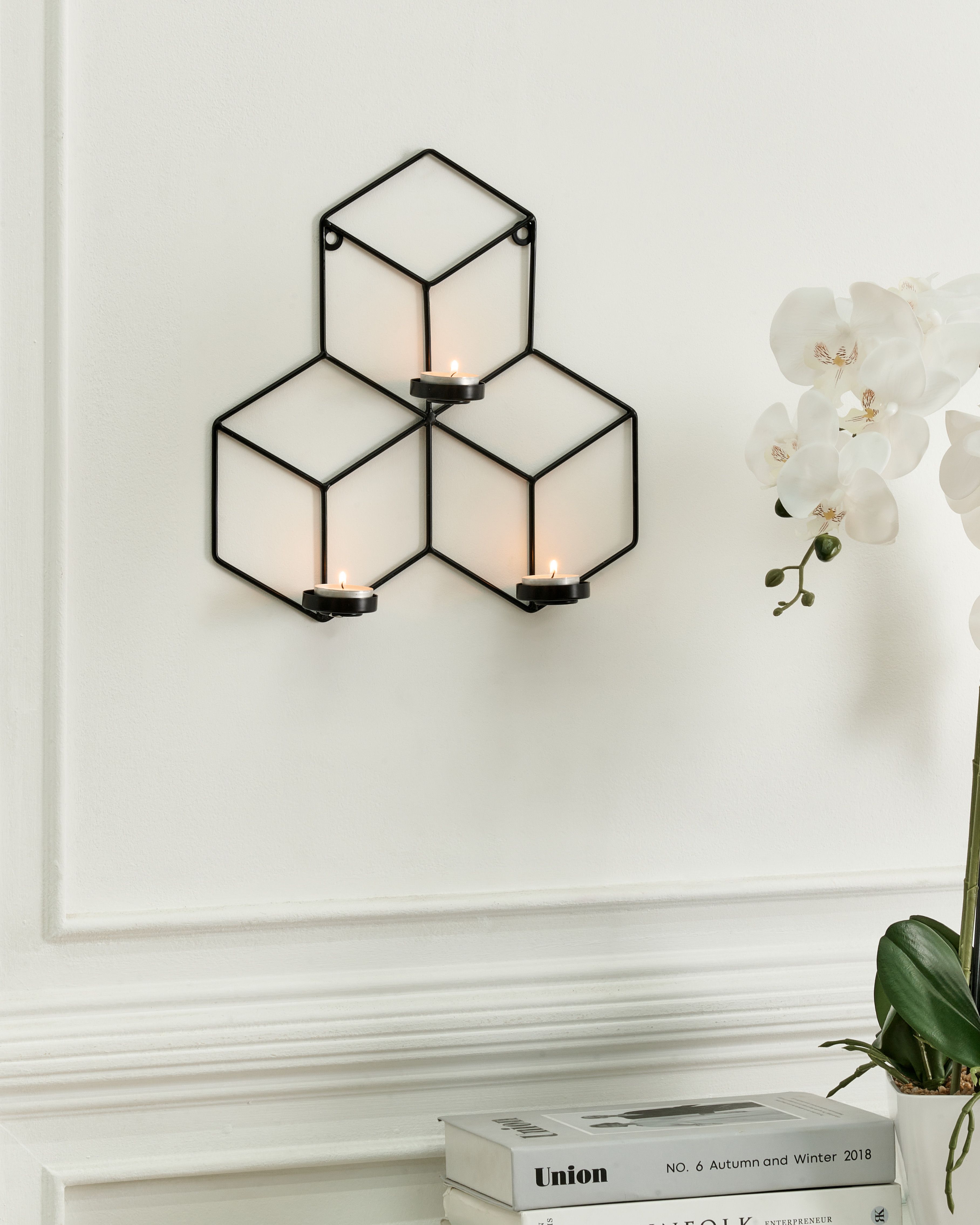 Wall Candle Holder TAROUCA Metal 31 cm Black