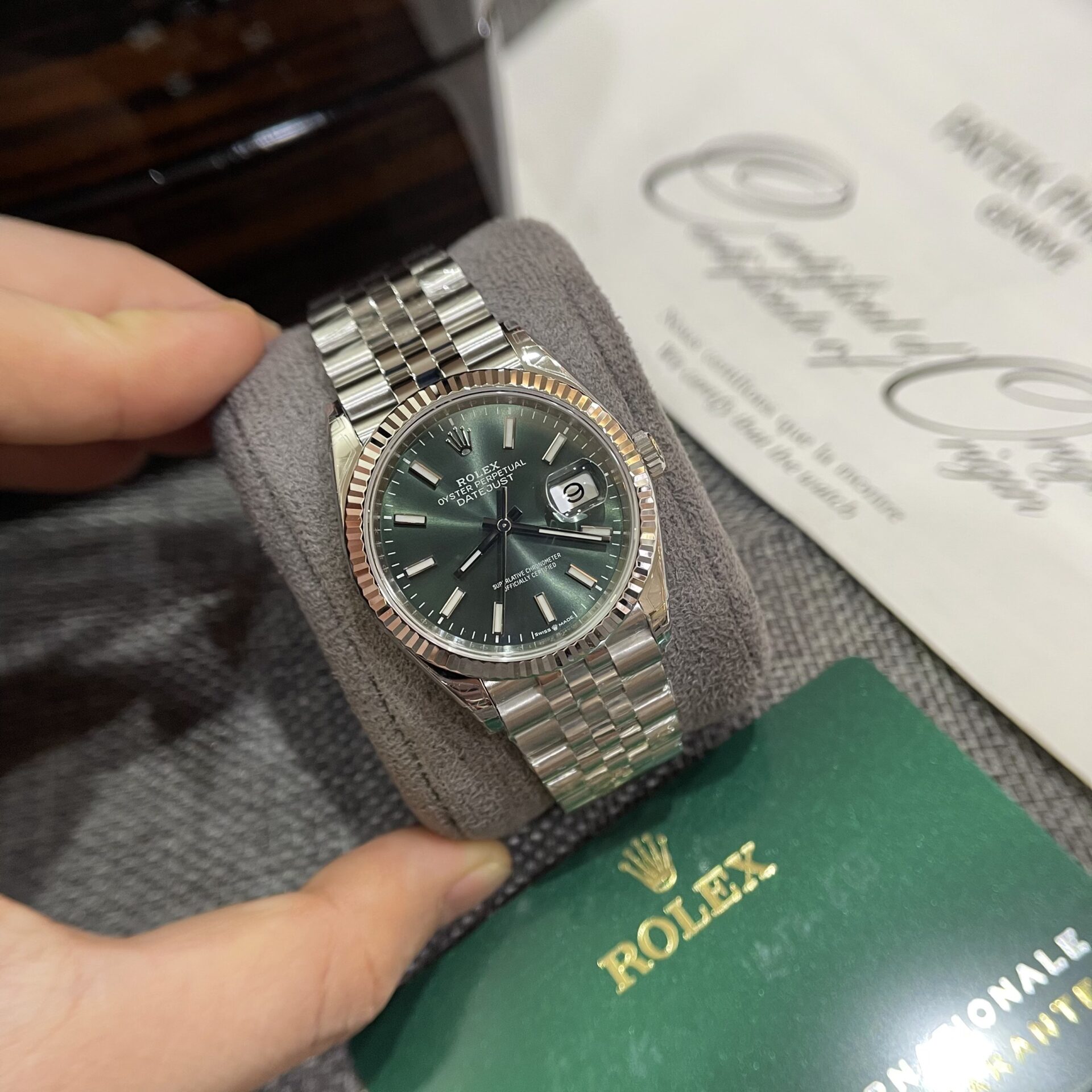 Rolex Replica 1:1 Watch DateJust 126234 Green Dial Jubilee Strap Factory VS 36mm - Elite Watch Atelier