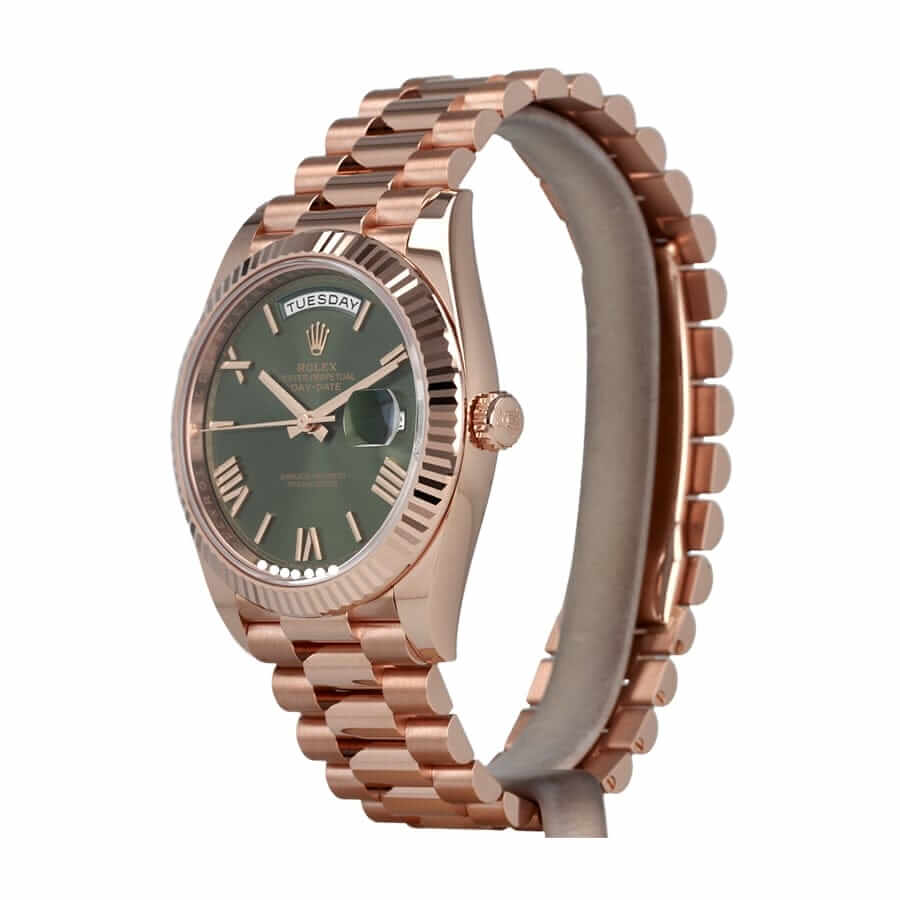 Rolex Day-Date Rose Gold President Green Roman Dial 228235 Replica - Elite Watch Atelier