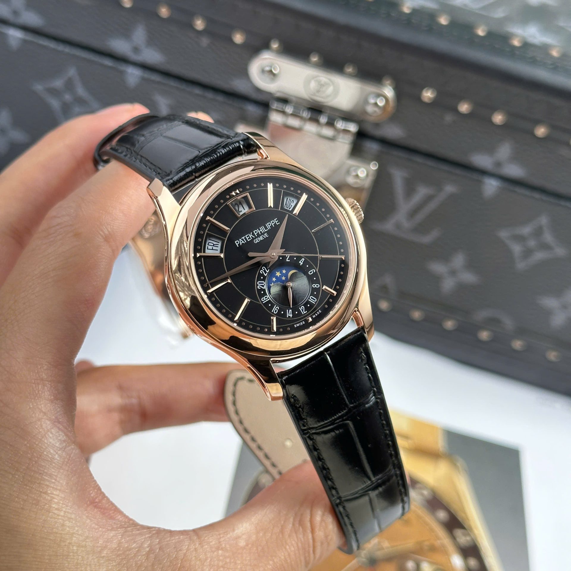 Patek Philippe Complications 5205R Replica Watch Black Dial Rose Gold 40mm - Top club