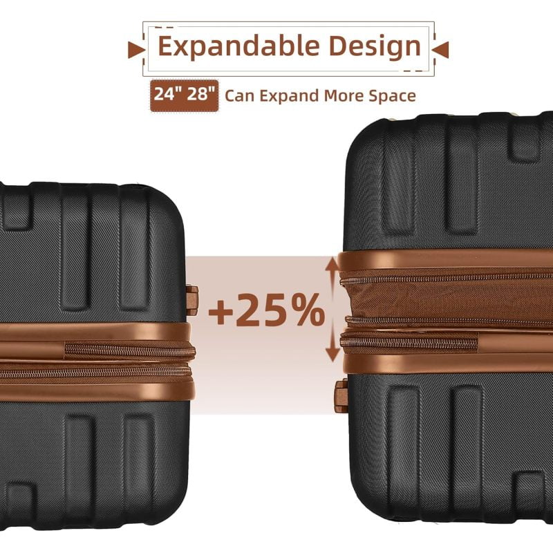 Luggage Sets 6 Piece with Duffel Bags, Hardside Expandable Suitcases with Spinner Wheels TSA Lock, Cream - Image 12