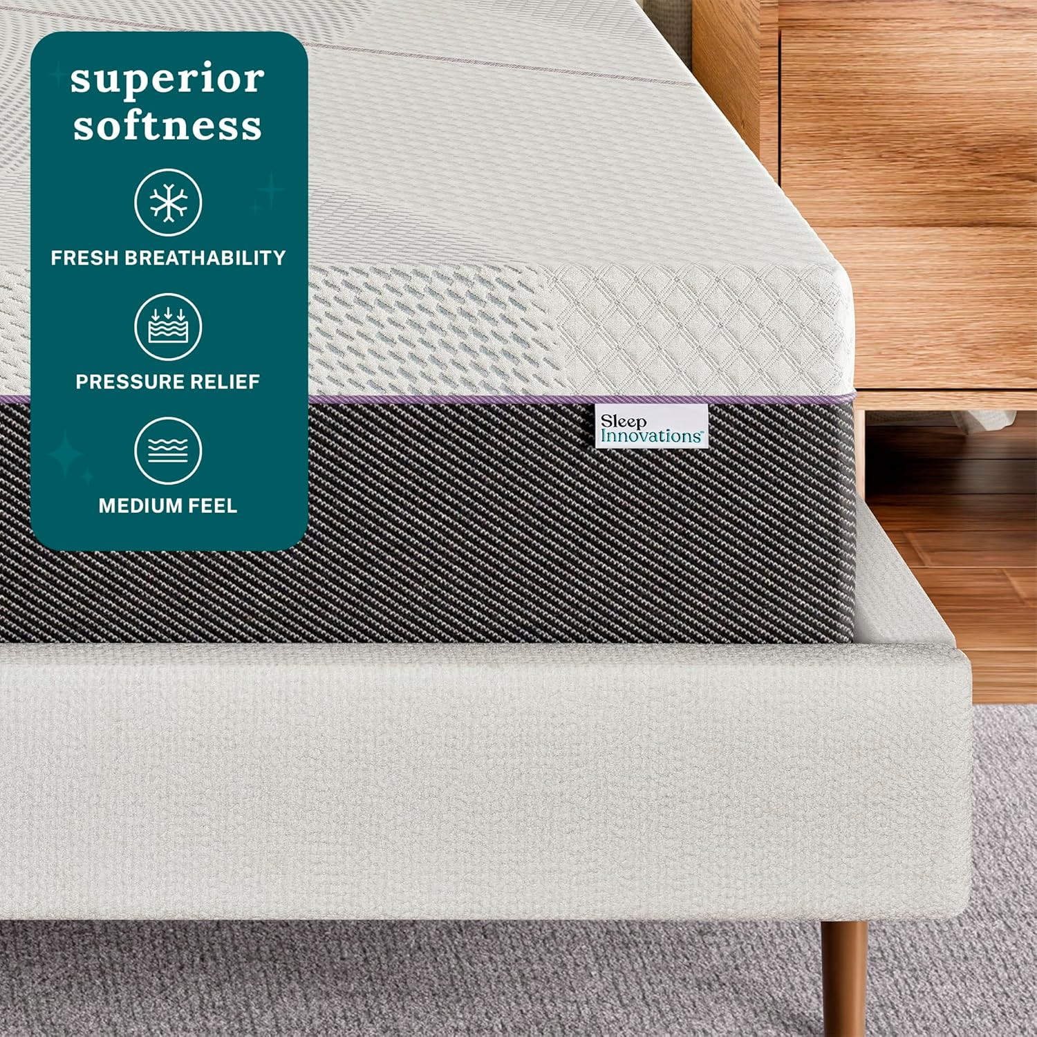 Sleep Innovations Shiloh 14 Inch Green Tea Memory Foam Mattress, California King Size, Bed in a Box, Medium Feel