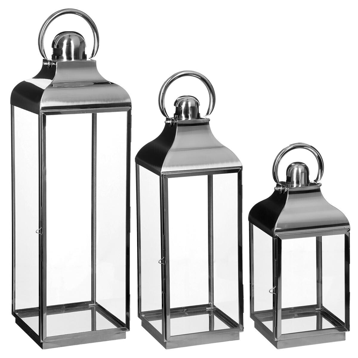 Set of 3 outdoor/indoor lanterns Stainless steel