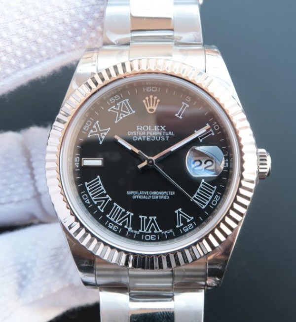 Replica Rolex DateJust 41 116334 SS Black Dial Roman Markers SS Bracelet A3136 - Elite Watch Atelier