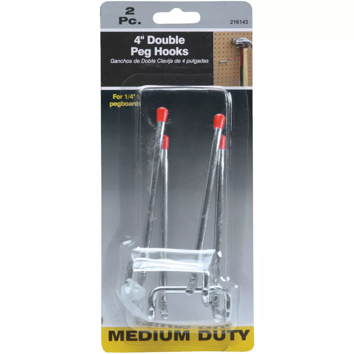 4 In. Double Arm Safety Tip Straight Pegboard Hook (2-Count)