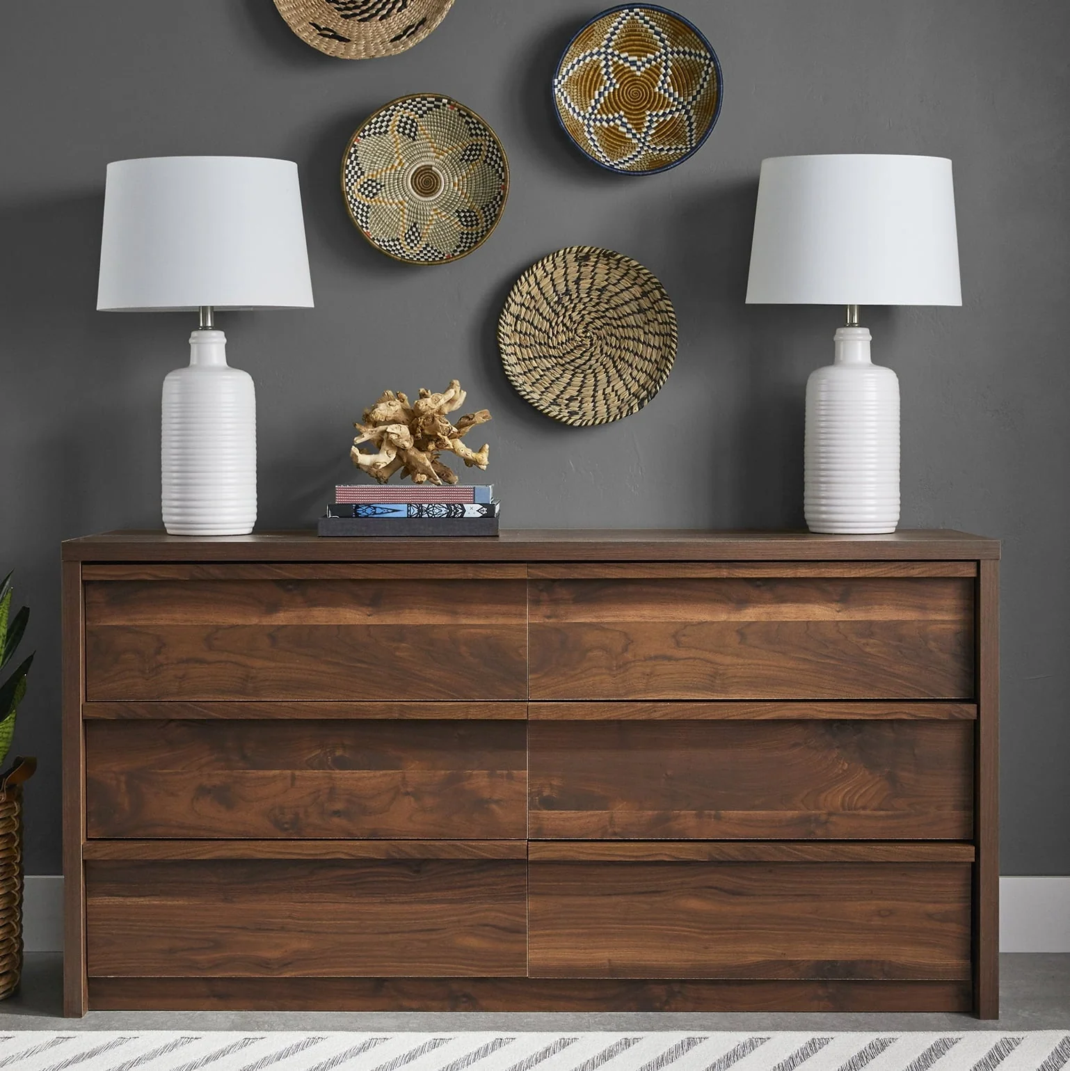Better Homes and Gardens Montclair 6-Drawer Dresser, Vintage Walnut Finish - Image 3