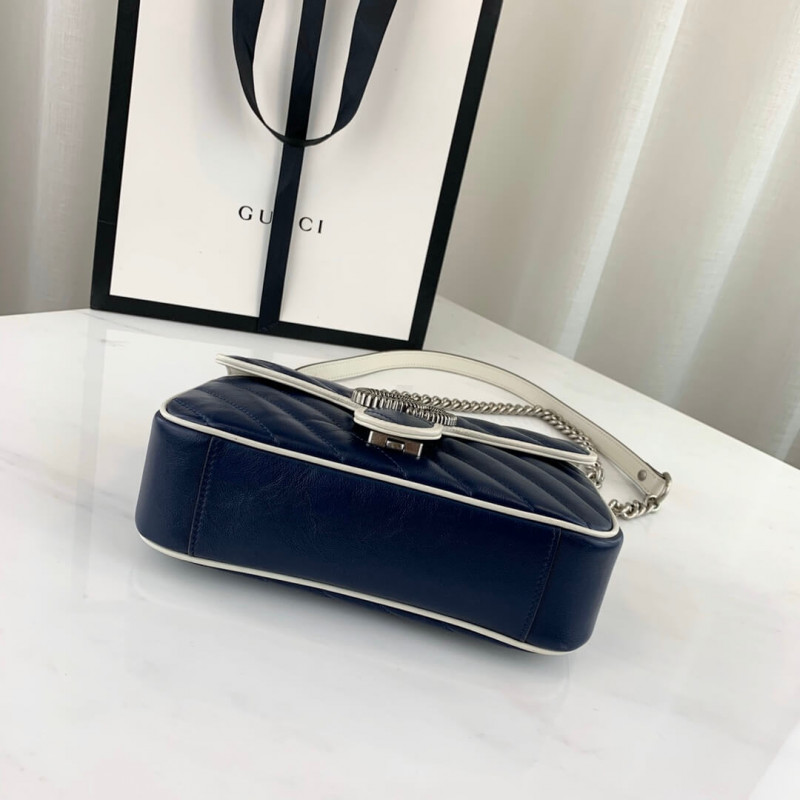 Replica Gucci Gg Marmont Matelasse Mini Bag 446744 Blue1:1High-quality replica