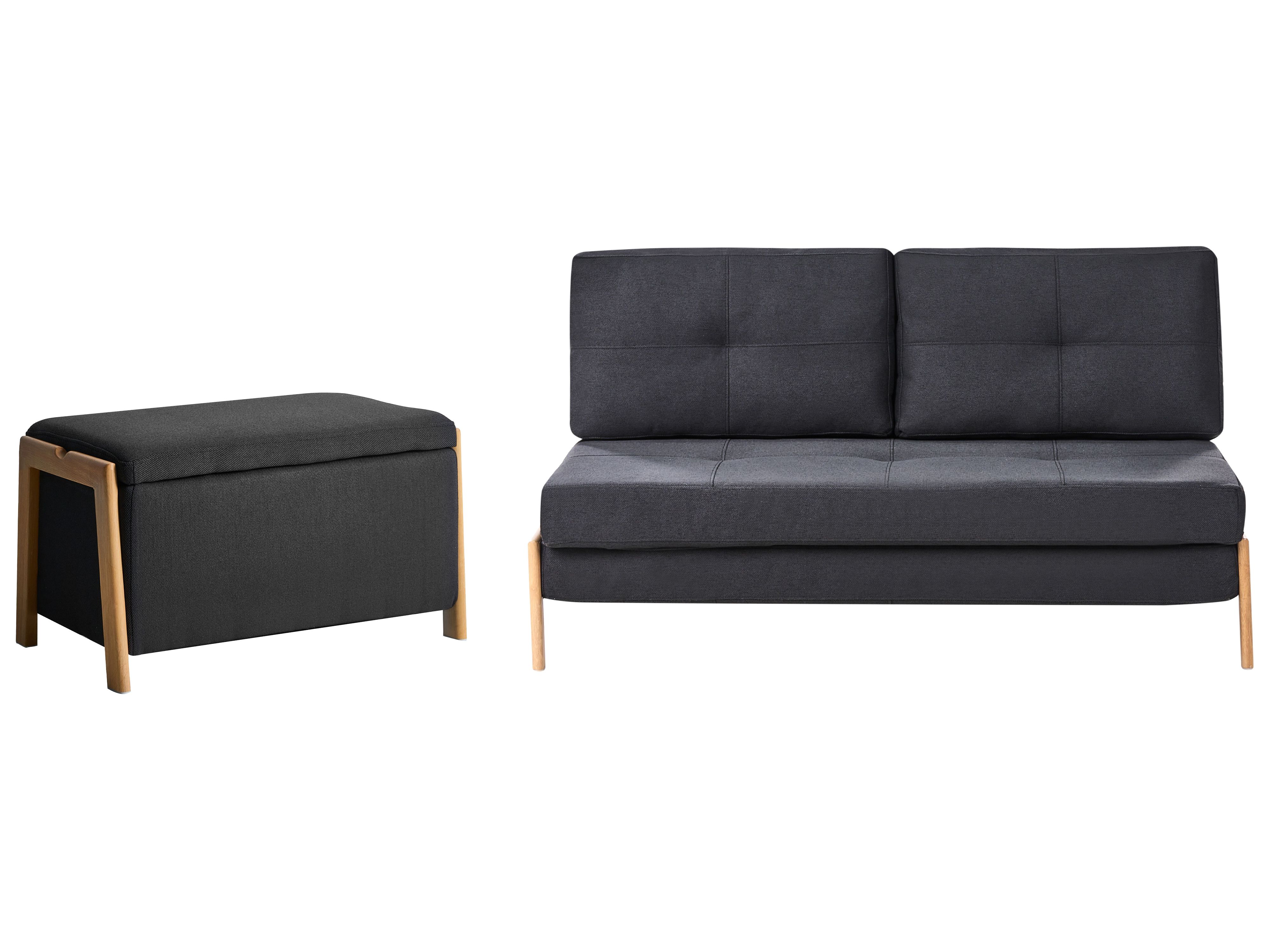 Living Room Set 3 Seater EDLAND Fabric Black with Bench