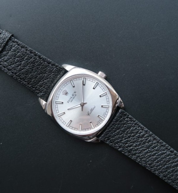 Replica Rolex Cellini Danaos 4243 SS Silver Dial Black Leather Strap A2824 - Top club