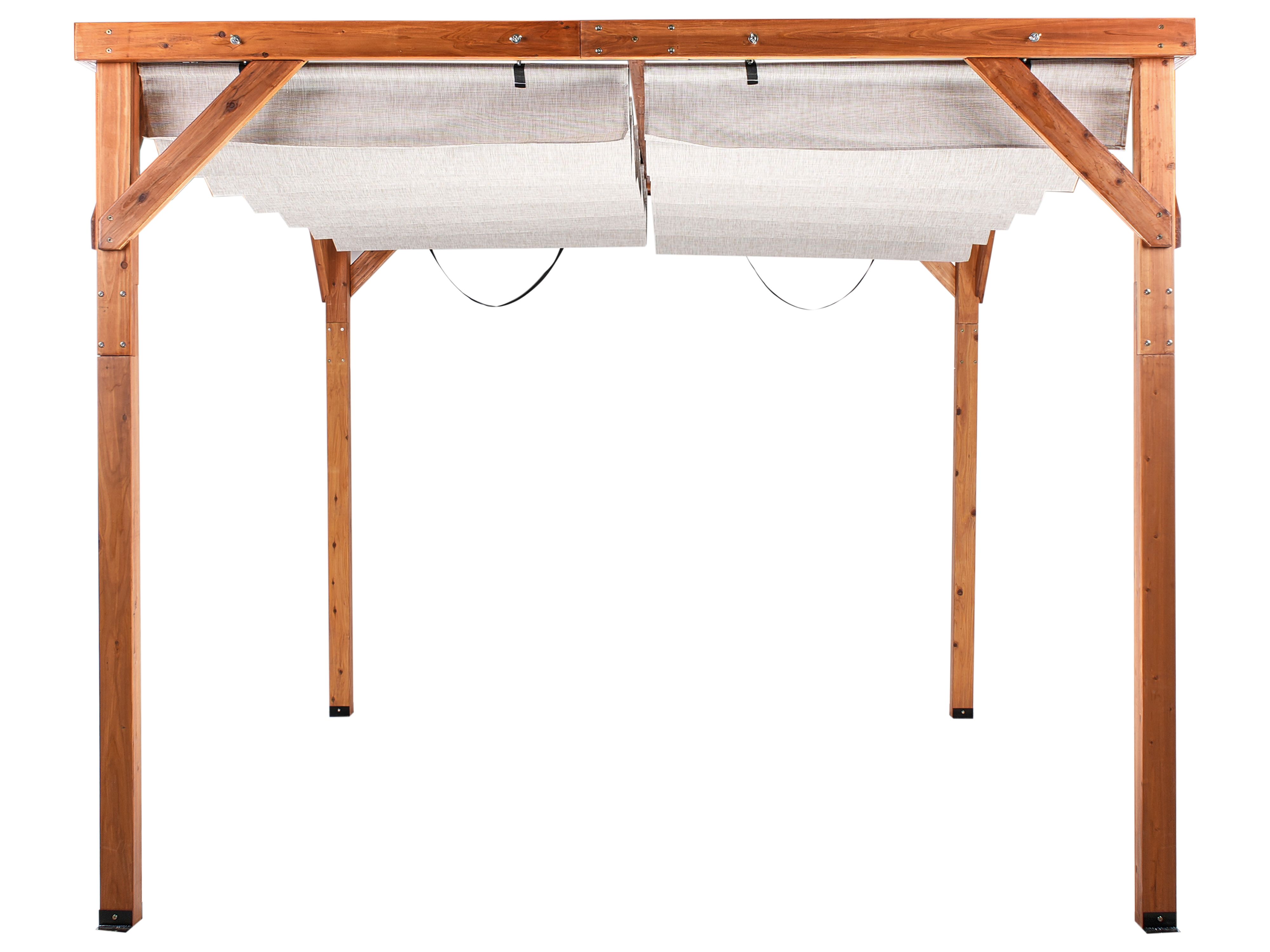 Gazebo VILLAROSA Fir Wood 320 cm 380 cm Brown/ Beige