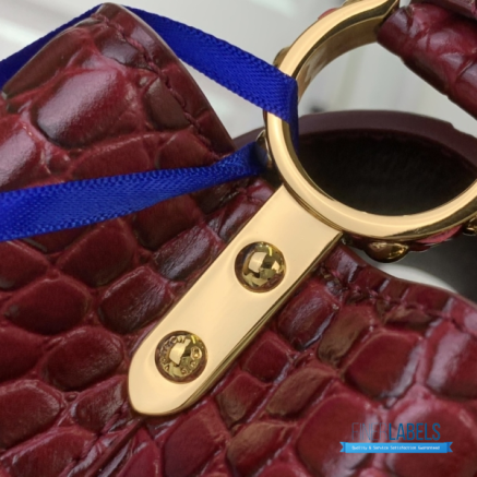 Burgundy Croc-Embossed Mini Handbag with Gold Hardware1:1High-quality replica