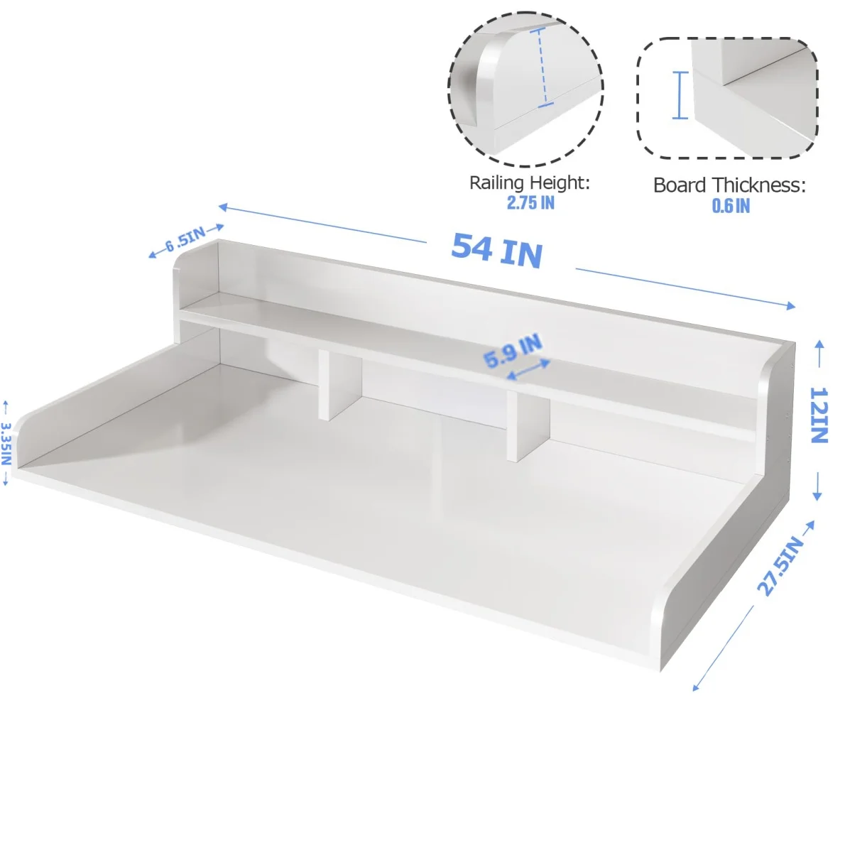 Modern Washer Dryer Countertop with 2-Tier Shelf,Laundry Room Countertop Organization Storage with 2.75" H Guard Edge Rails,Non-Slip Pad,Waterproof and Easy to Clean,54"W x 27.55"D,Natural Wood - Image 25
