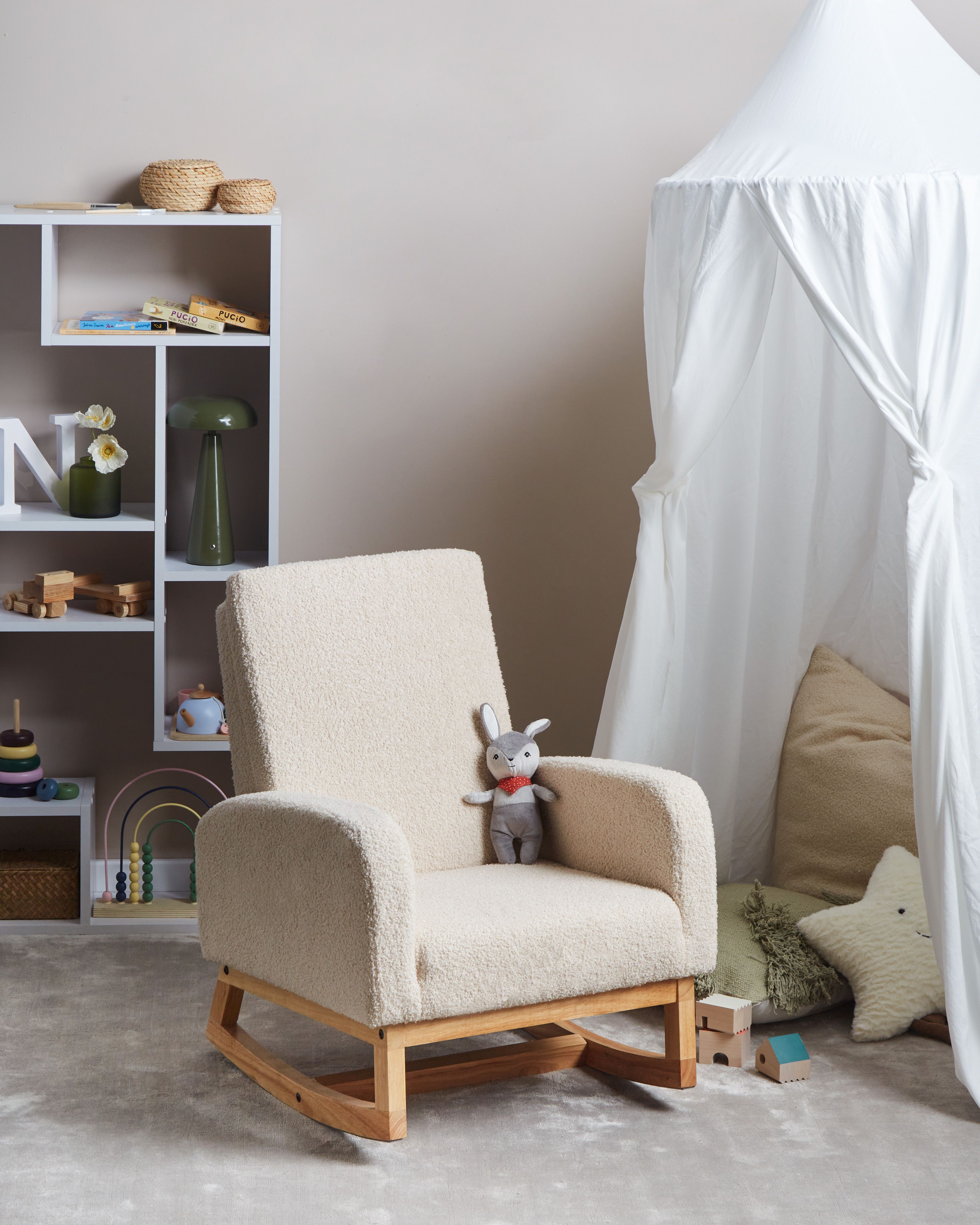 Kids Rocking Chair NORBY Boucle Light Beige