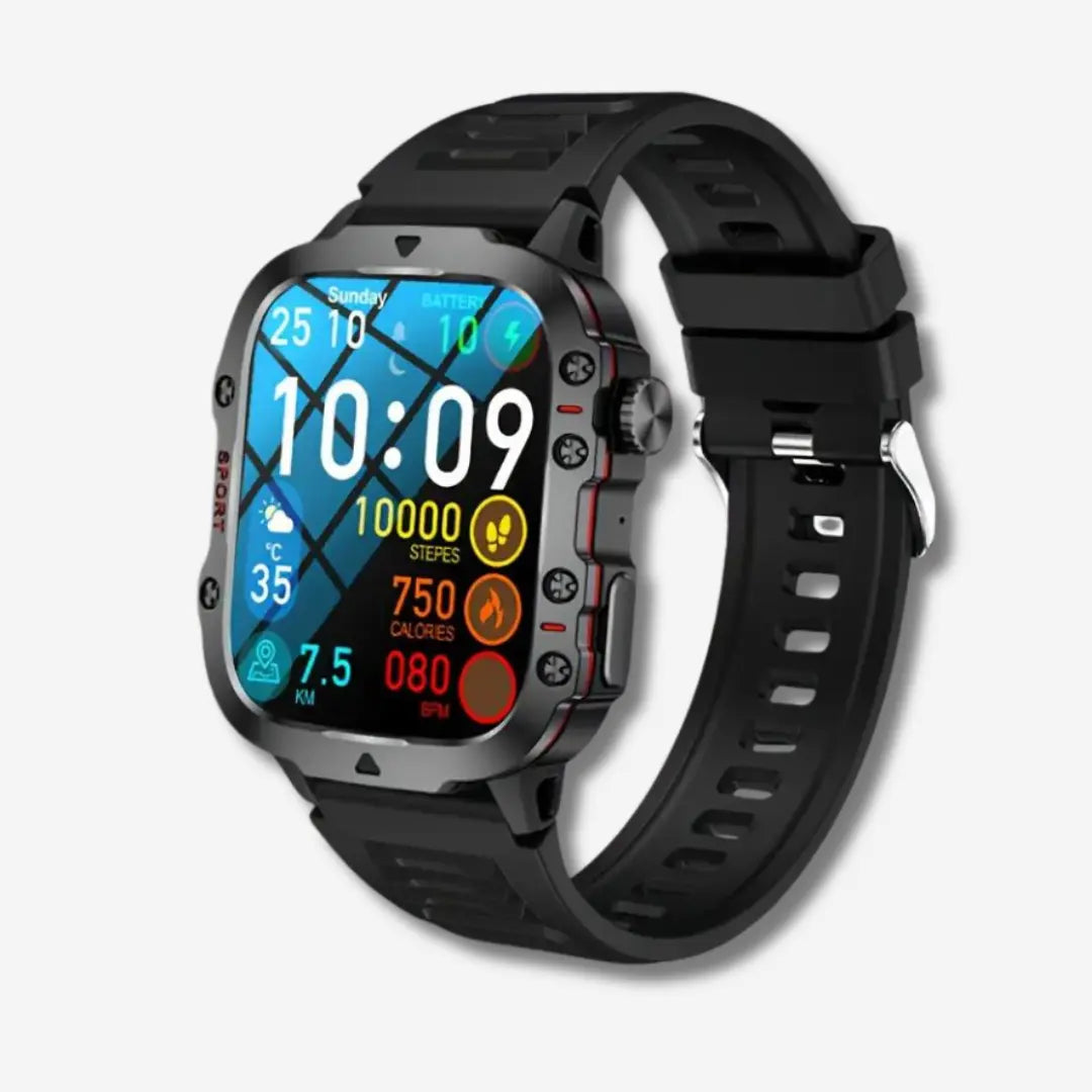 Avontuurlijke Smartwatch met Gezondheids- en Sporttracking – IP68 Waterdicht, 100+ Sportmodi, Langdurige Batterijduur