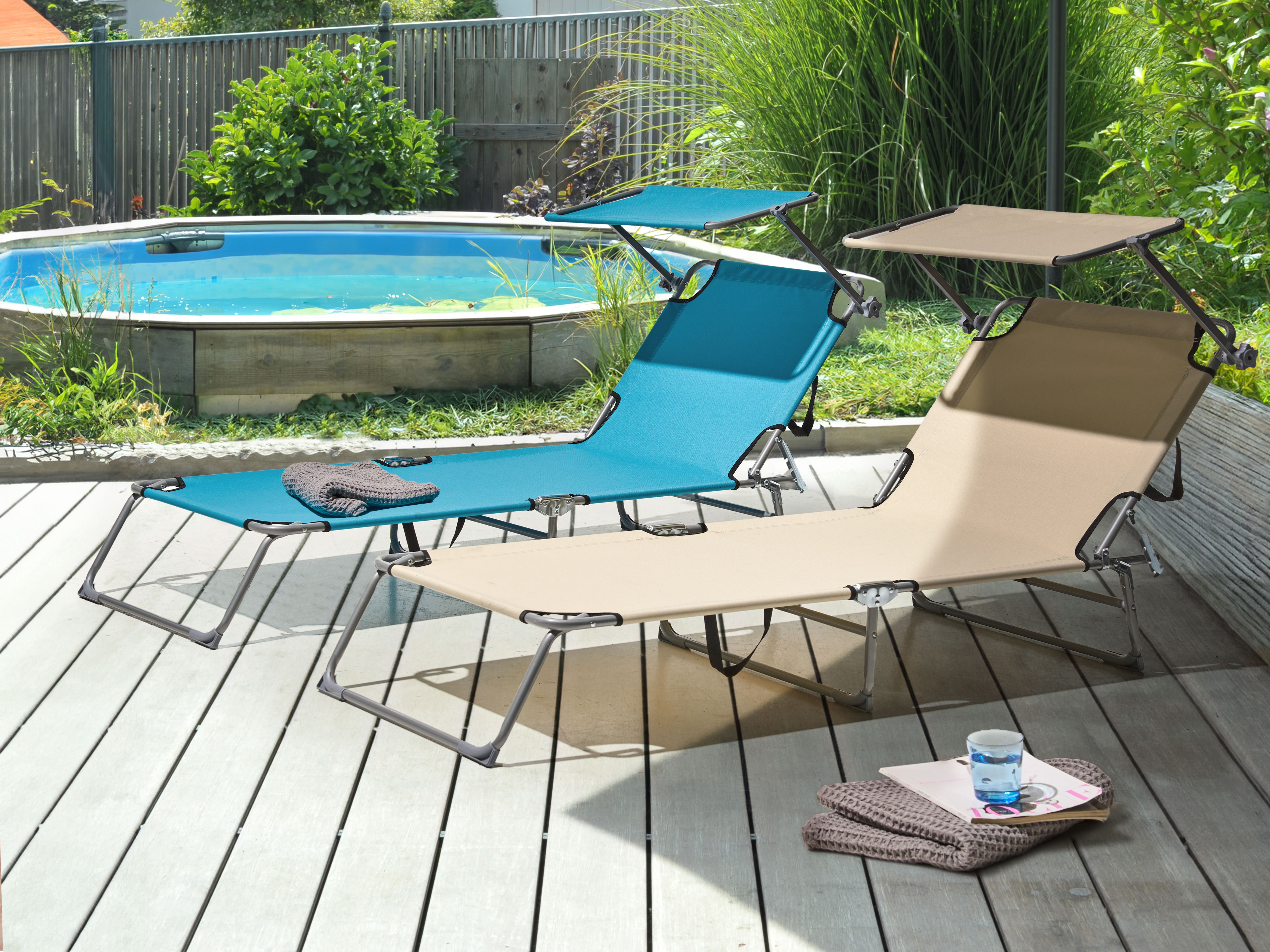 Sun Lounger FOLIGNO Metal Beige