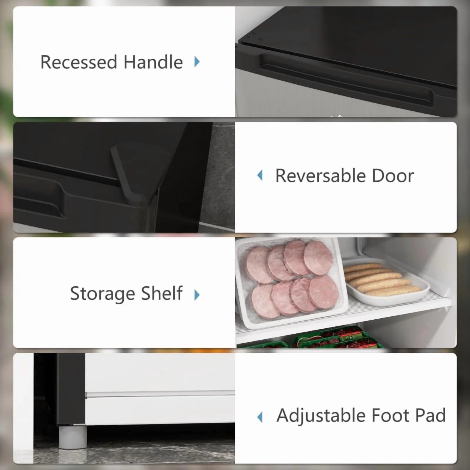 HOMCOM Upright Freezer, 3.0 Cubic Feet Compact Mini Freezer with Reversible Single Door and Adjustable Thermostat, Small freezer for Home, Dorm, Apartment, Home Office, Silver - Image 2