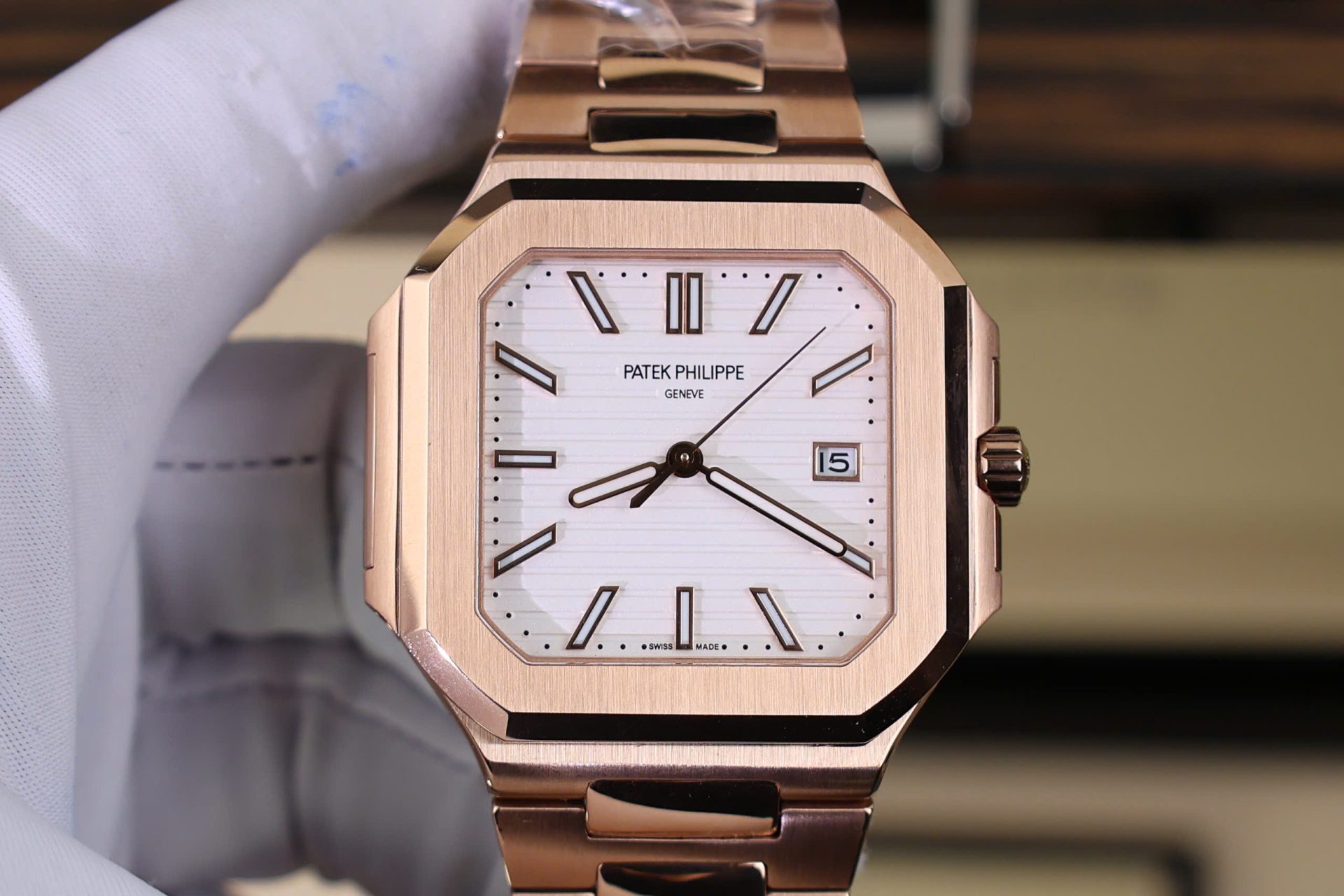 Patek Philippe Cubitus 5821 Replica Watch Rose Gold White Dial TW Factory 45mm - Top club