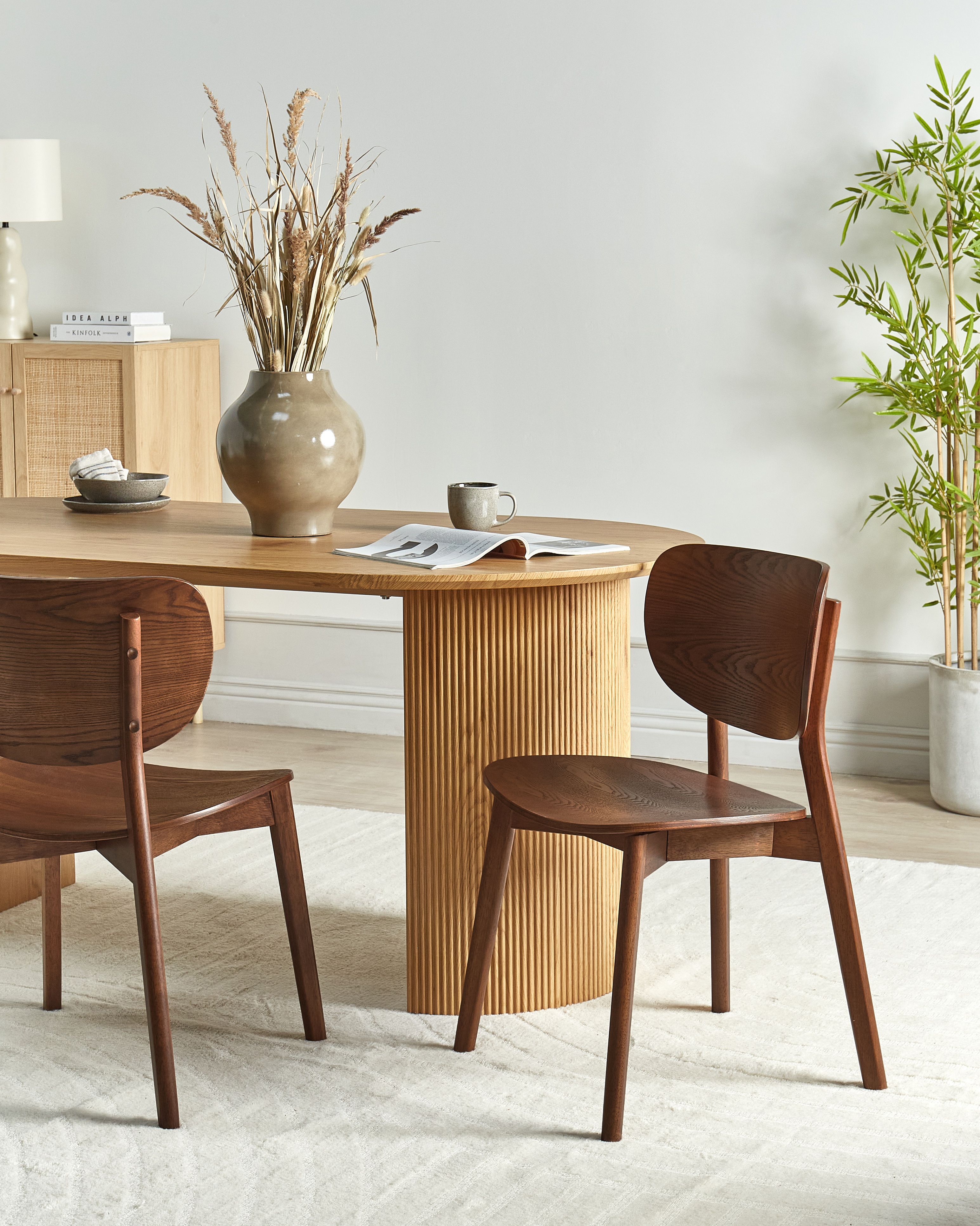 Set of 2 Dining Chairs OVERLY Wood Brown