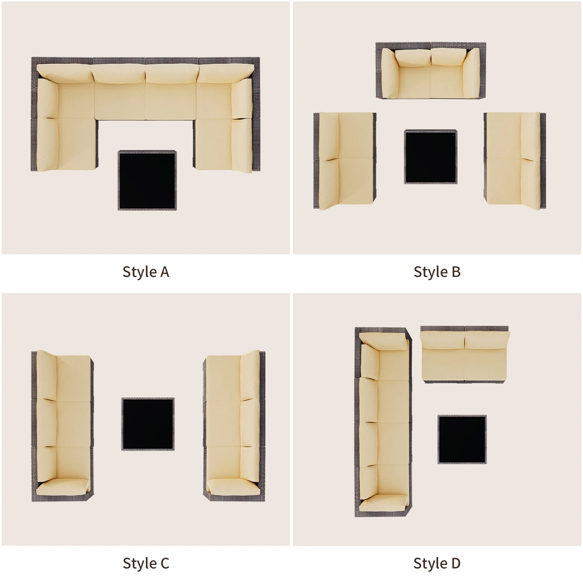 Patio Furniture Set Clearance, Lofka 5 Pieces Patio Conversation Set with Sofas and Tempered Glass Coffee Table for Outdoor Garden Gray - Image 17