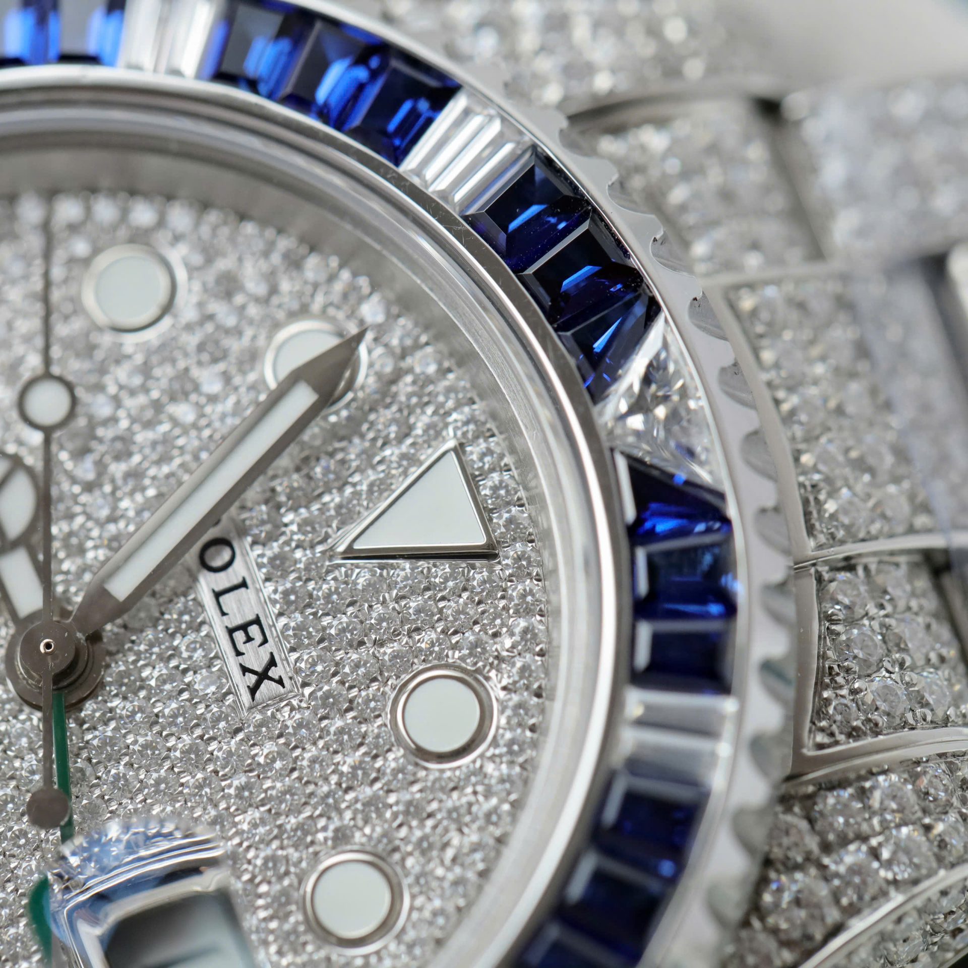 Rolex GMT-Master II Replica Watch Sapphire + Diamonds Moissanite 40mm - Elite Watch Atelier