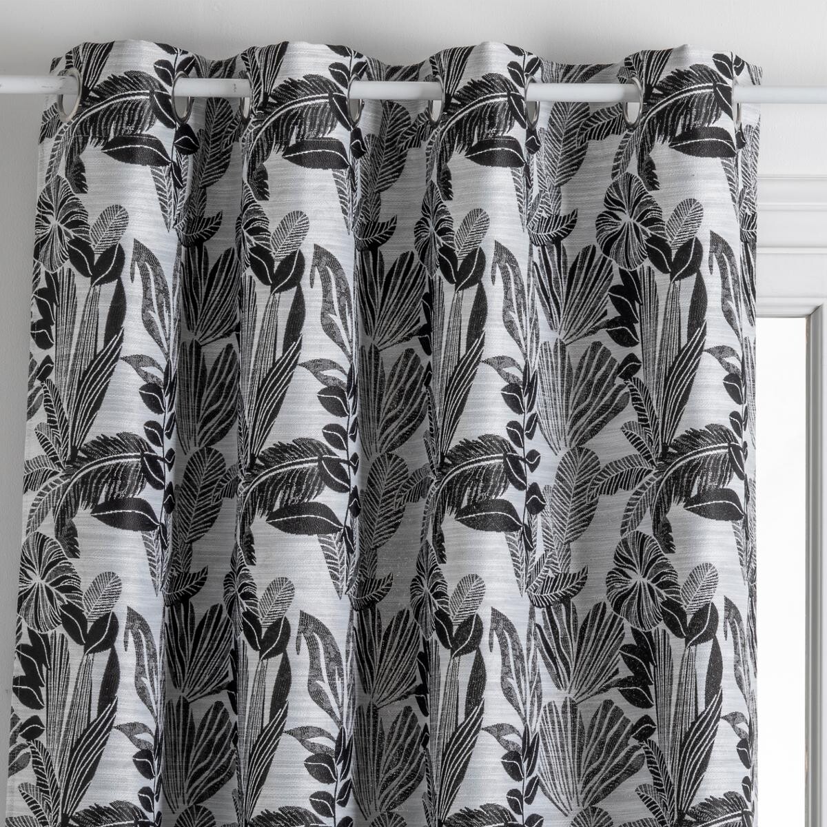 Curtain "Bejuco", jacquard pattern Black, 140x260 cm